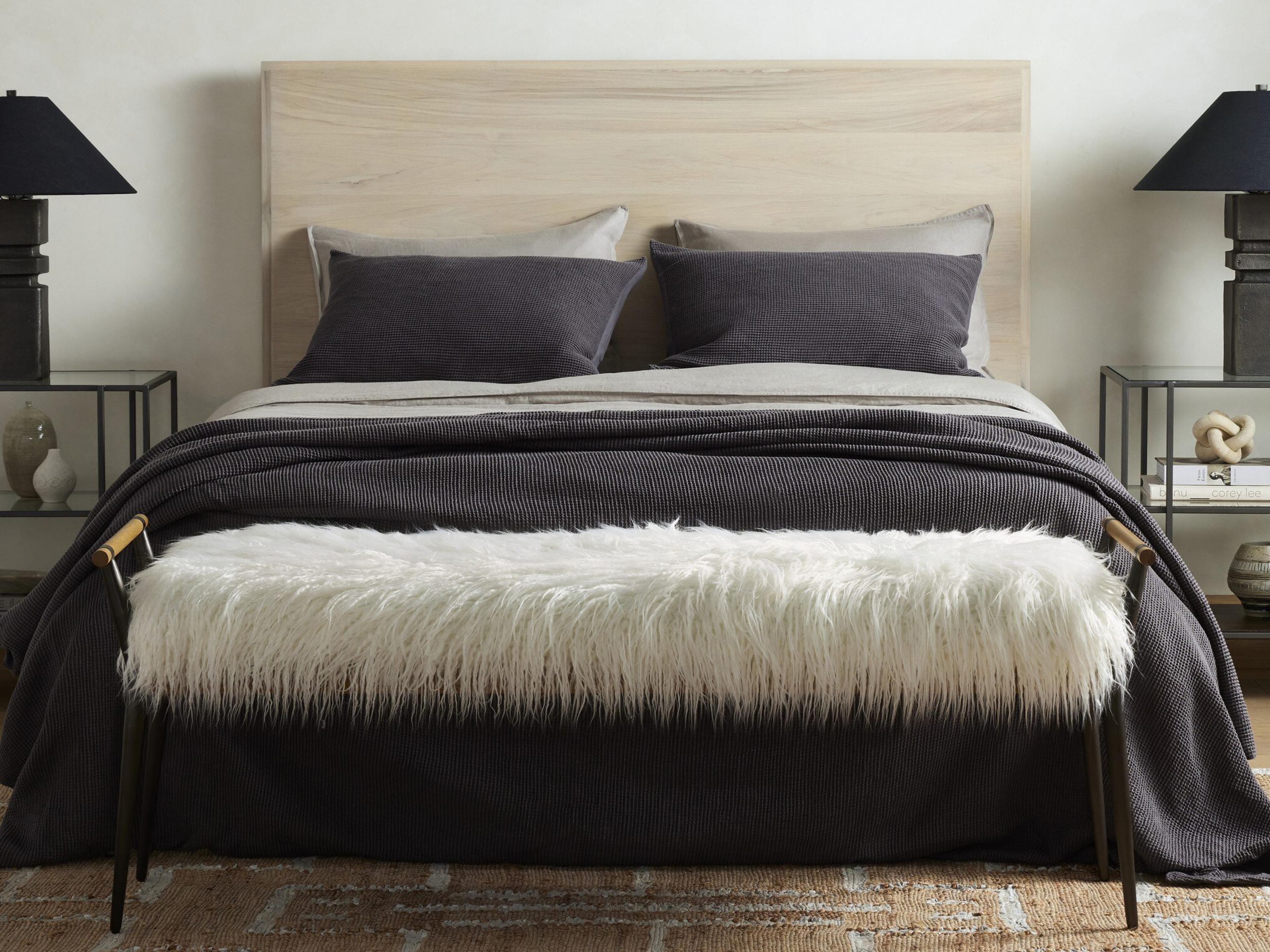 Four Hands Grayson White Fur Accent Bench