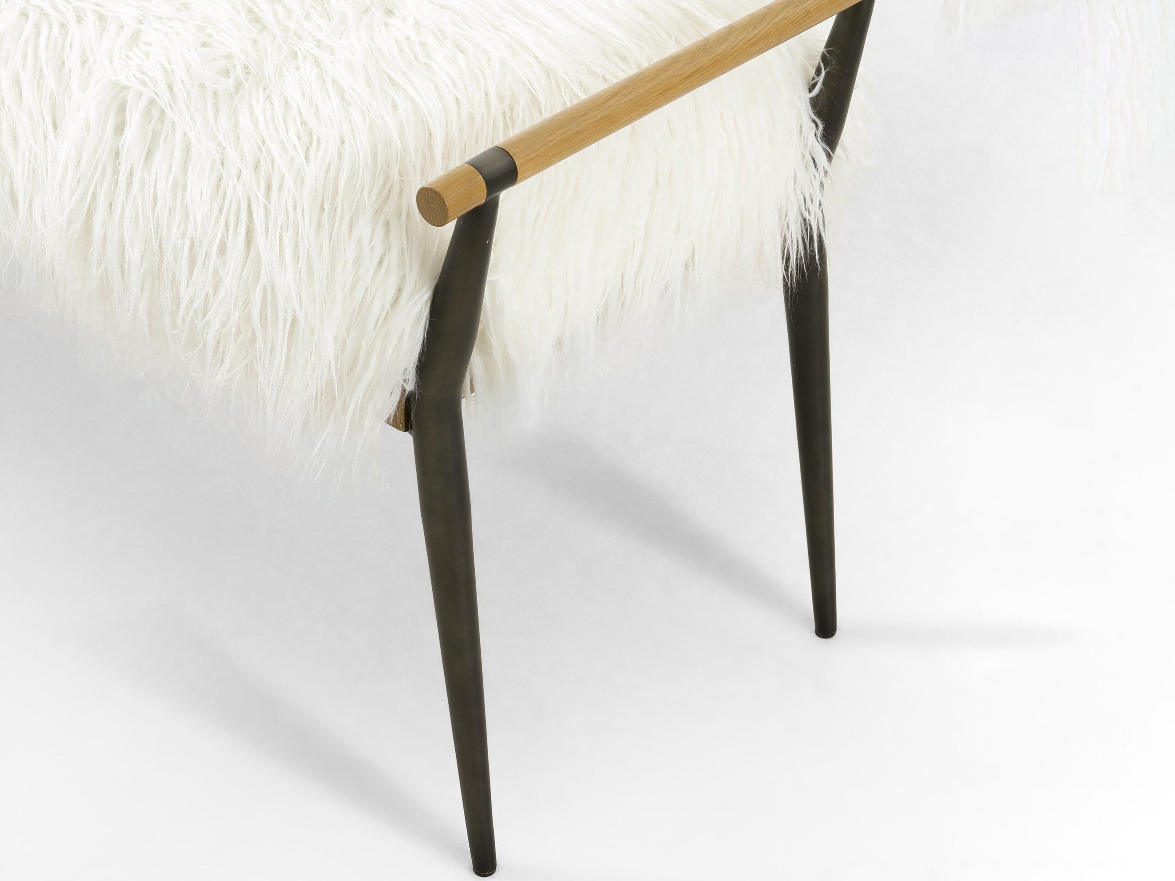 Four Hands Grayson White Fur Accent Bench