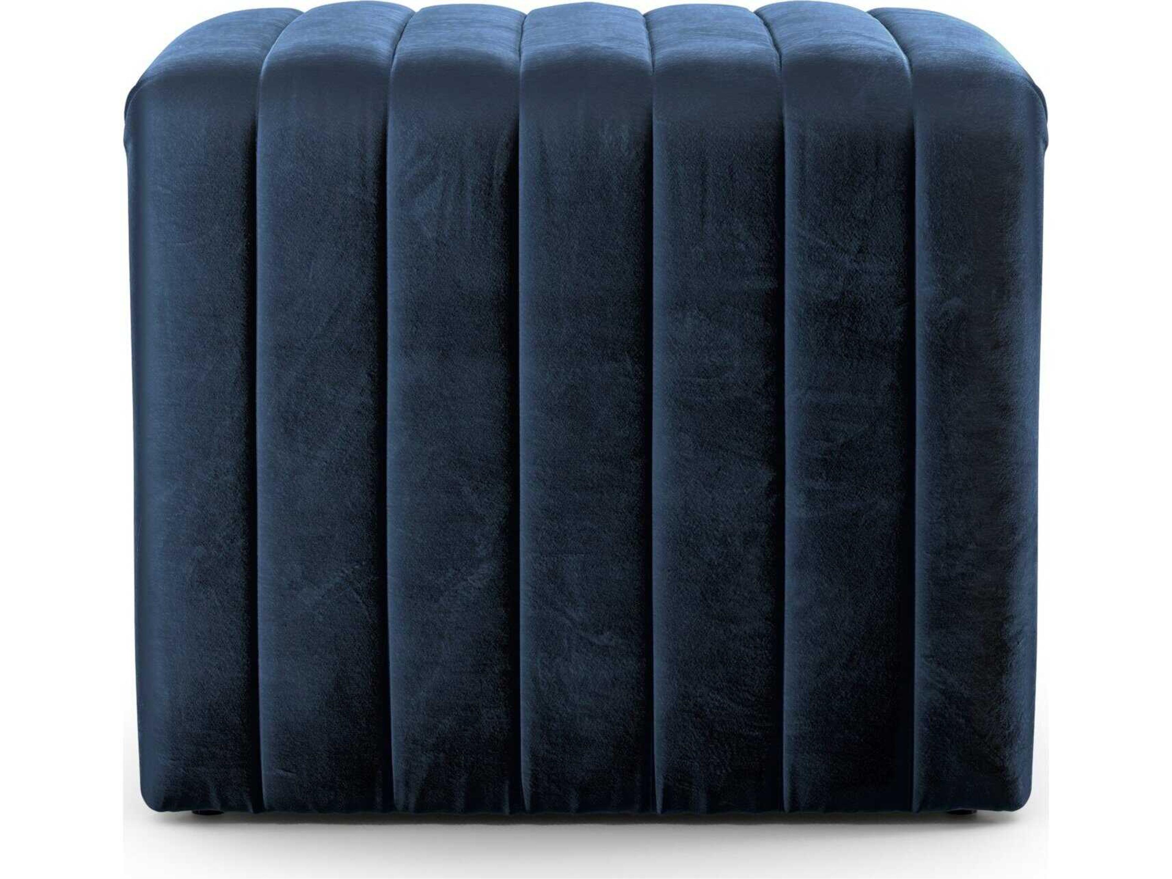 Four Hands Grayson Augustine Sapphire Navy Blue Upholstered Ottoman