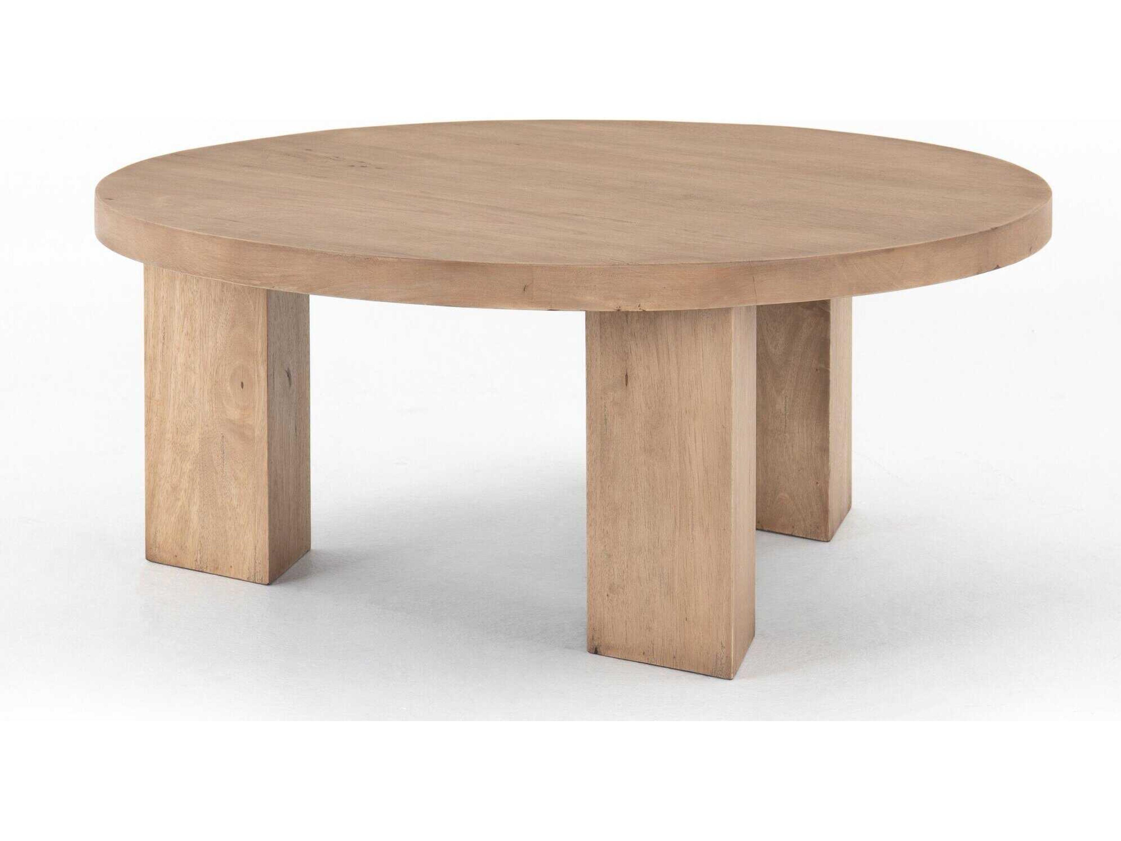 Four Hands Harmon Mesa Round Light Brushed Parawood Coffee Table