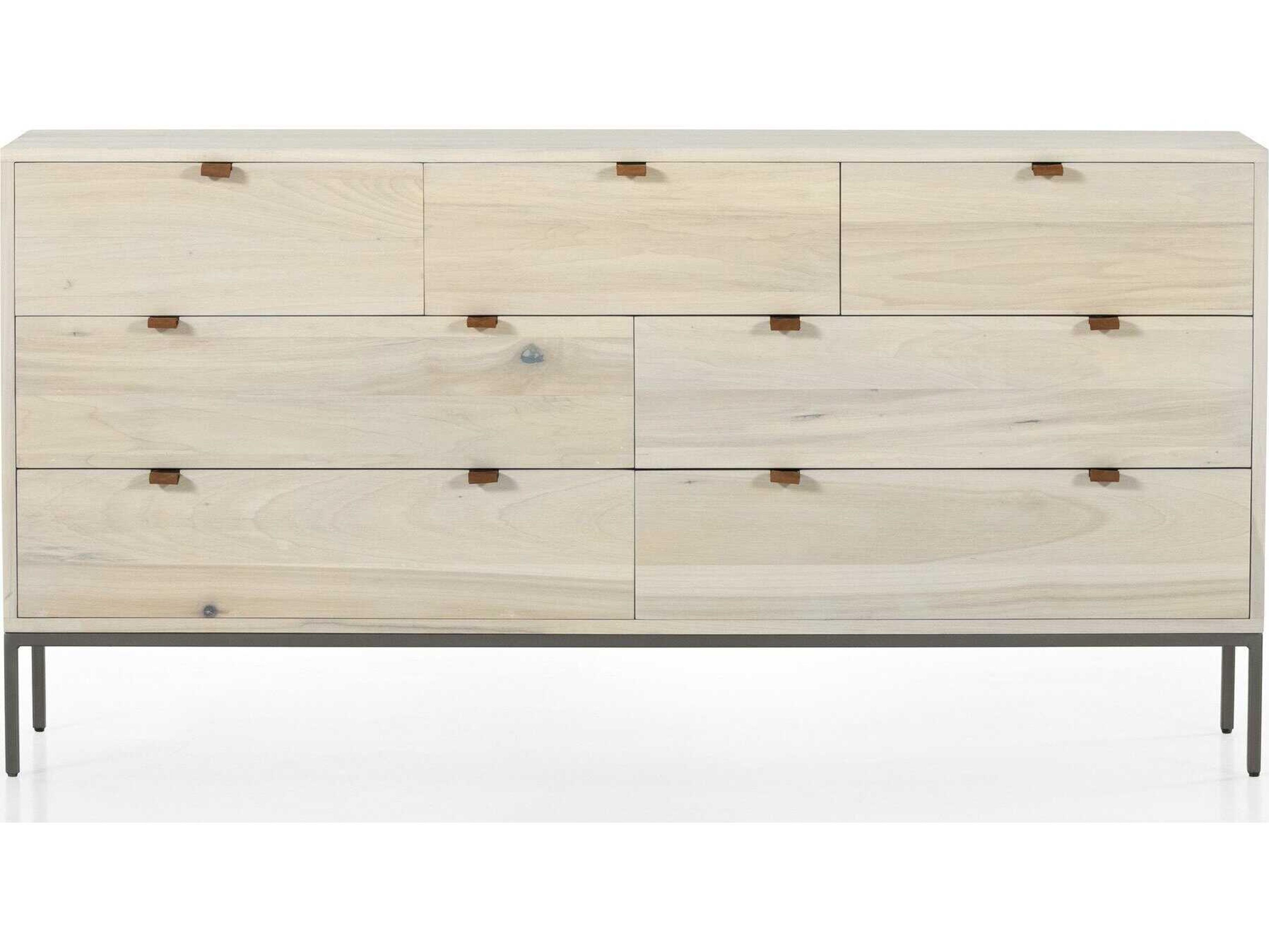 Four Hands Fulton 7-Drawers Beige Poplar Wood Double Dresser