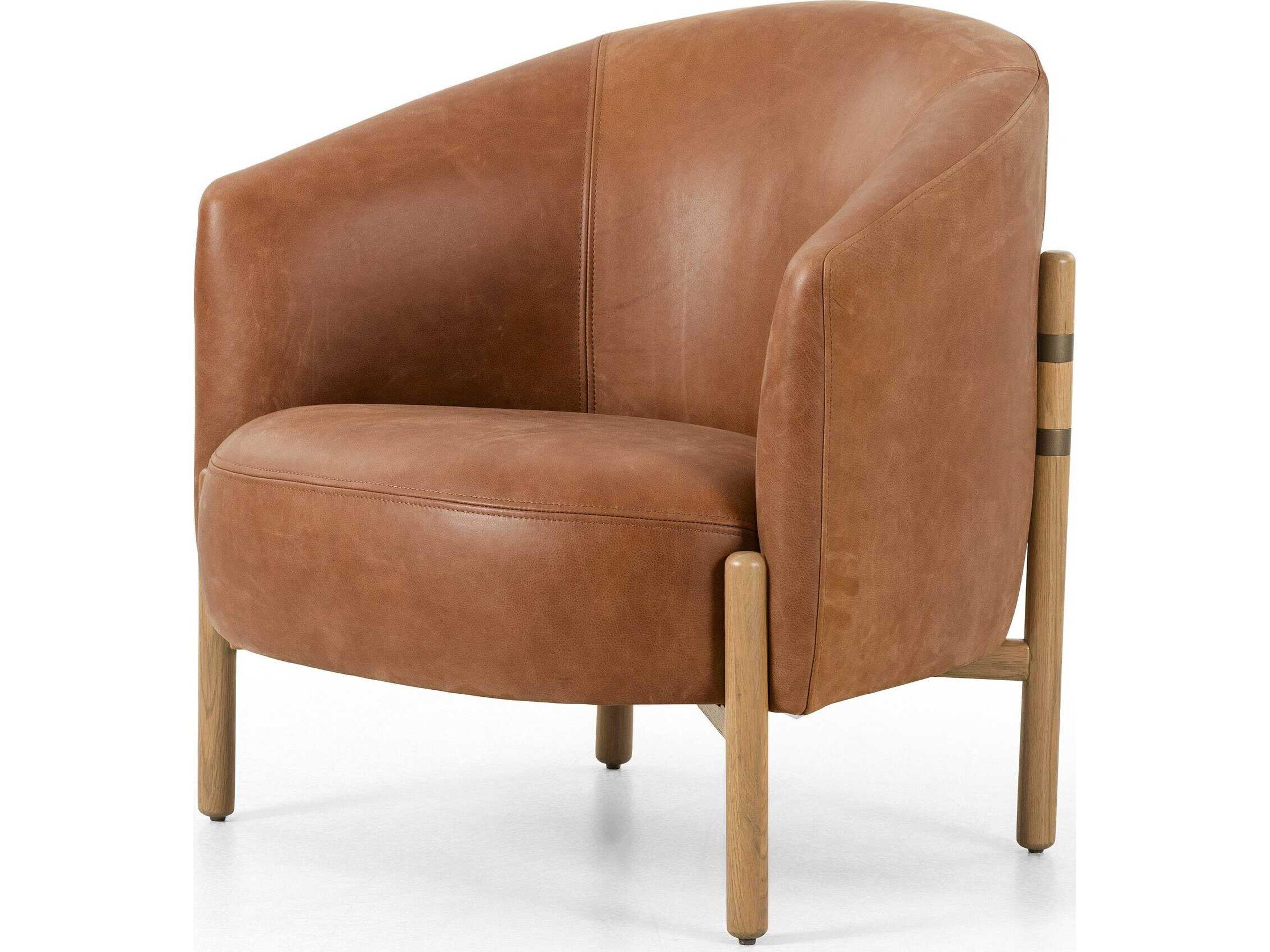 Grayson Enfield Brown Leather Accent Chair