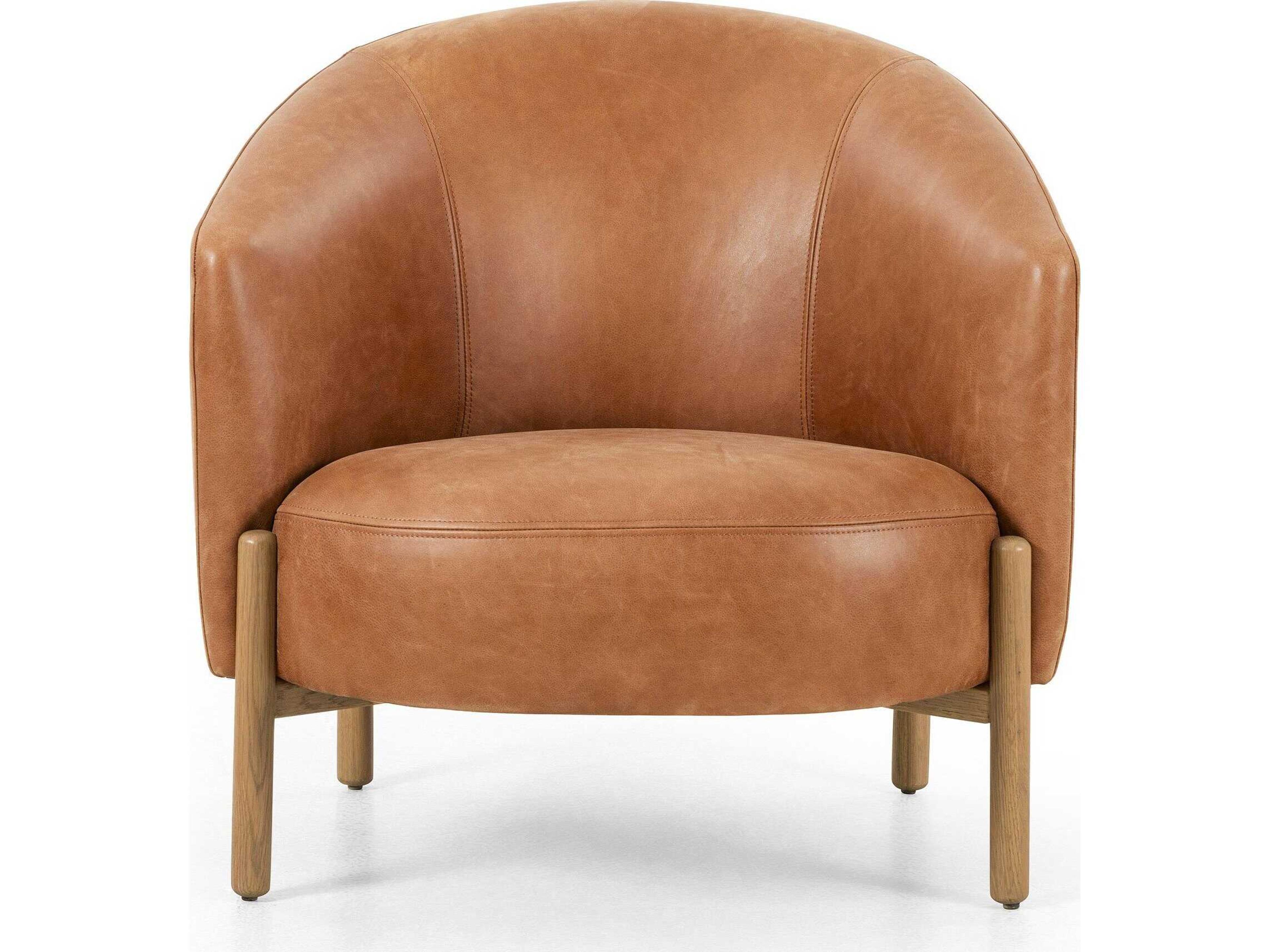 Four Hands Grayson Enfield Brown Leather Accent Chair