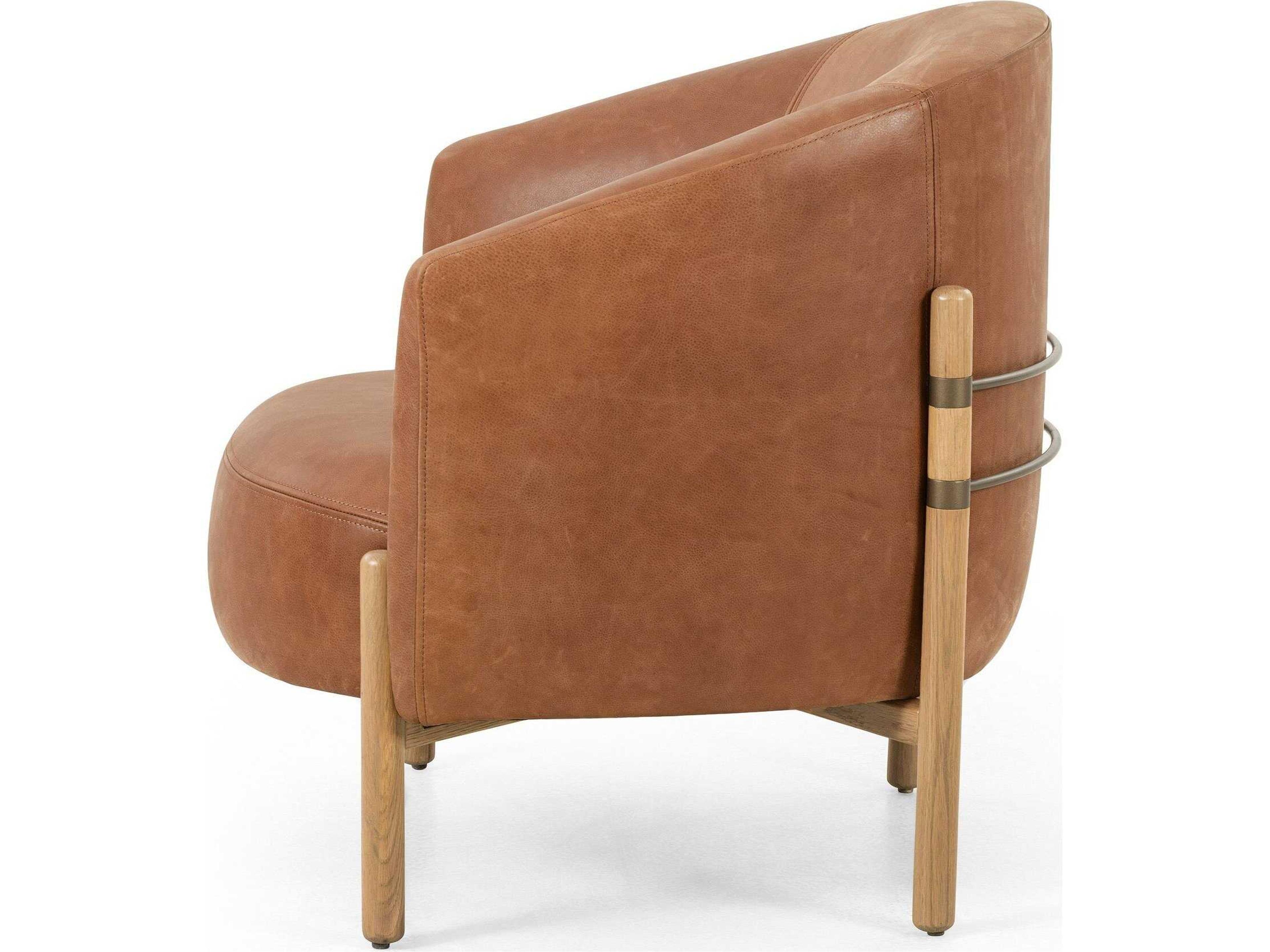 Four Hands Grayson Enfield Brown Leather Accent Chair