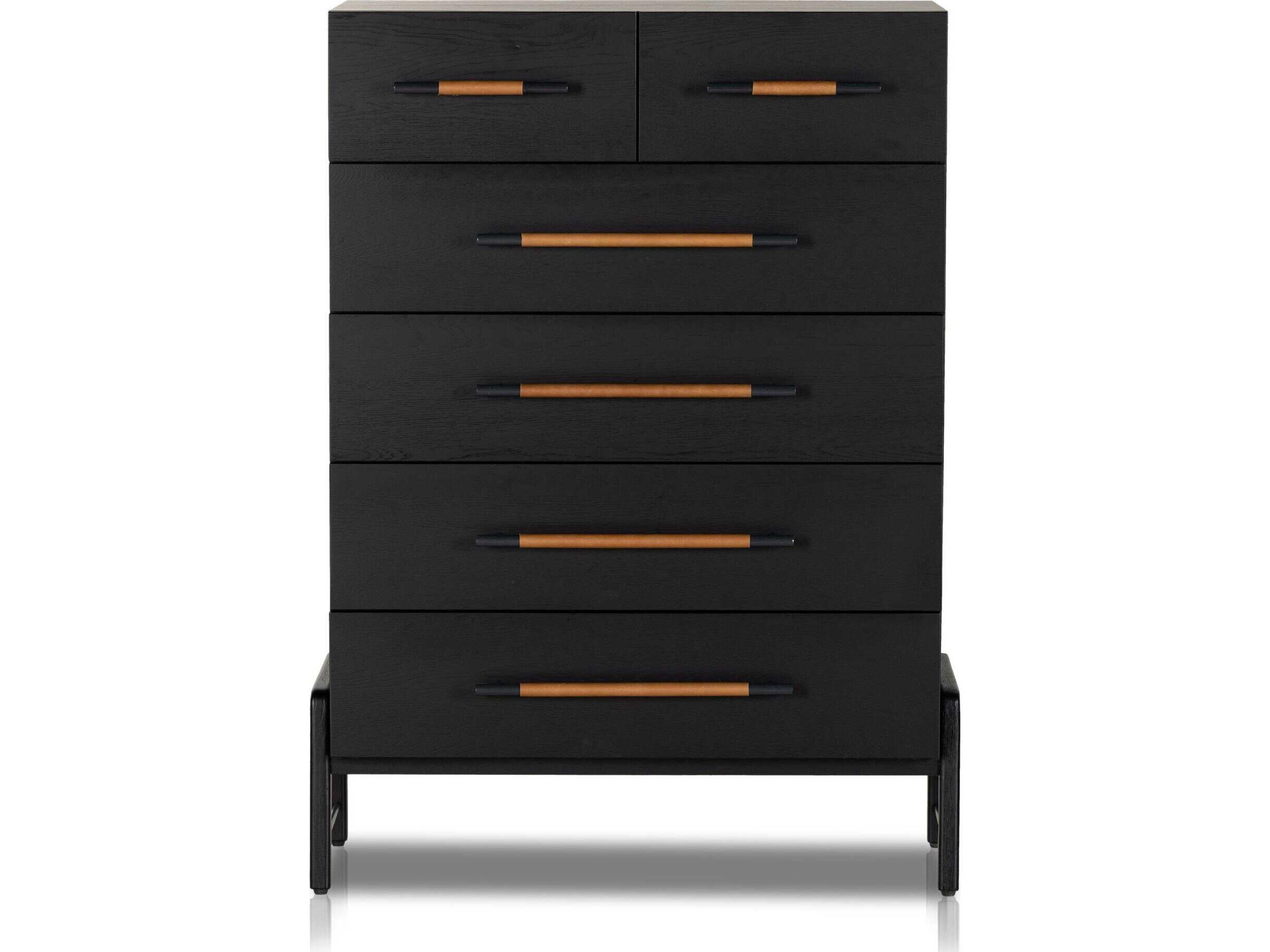 Four Hands Filmore 6-Drawers Ebony Oak Chaps Sand Gunmetal Wood Accent Chest