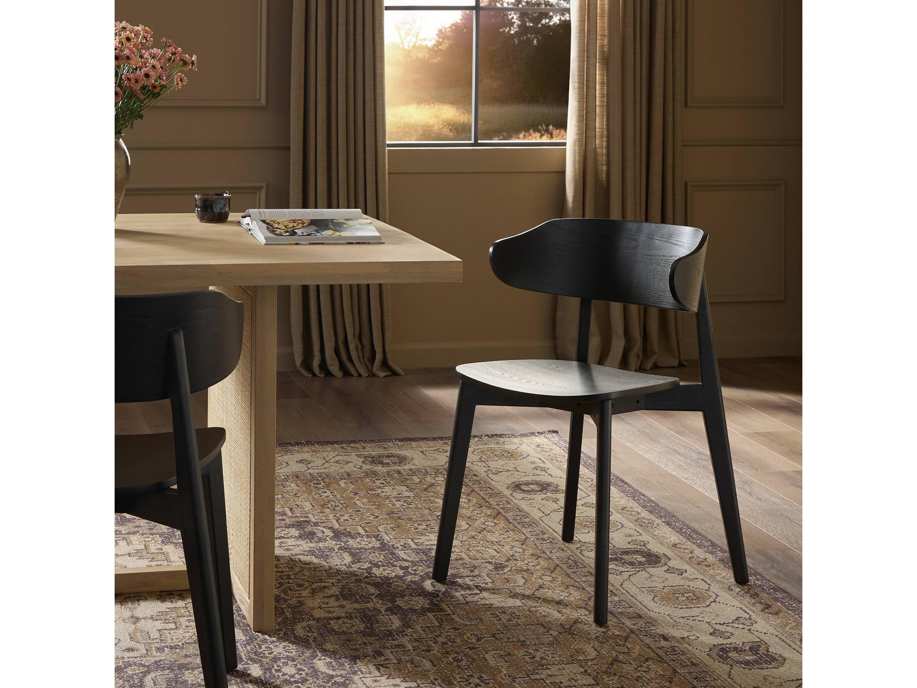 Four Hands Allston Franco Ash Wood Black Side Dining Chair