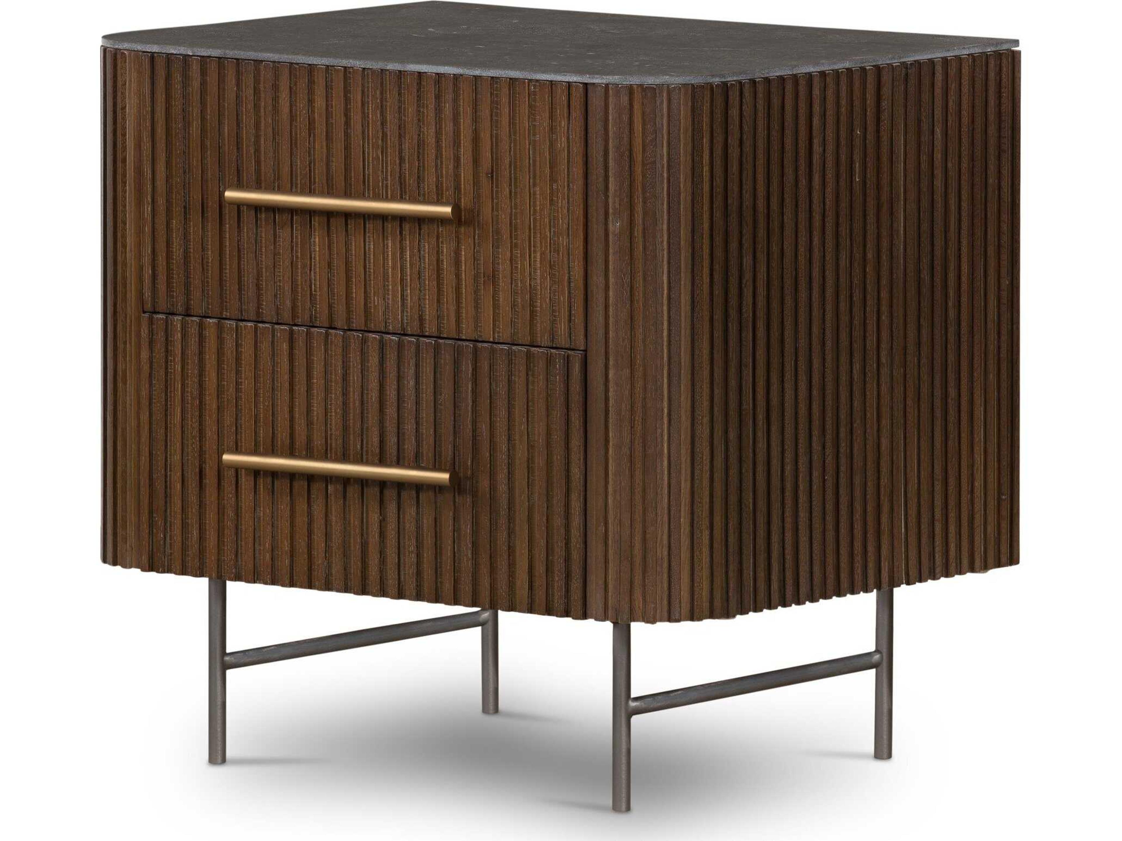Fletcher Nightstand Terra Brown Oak and Bluestone