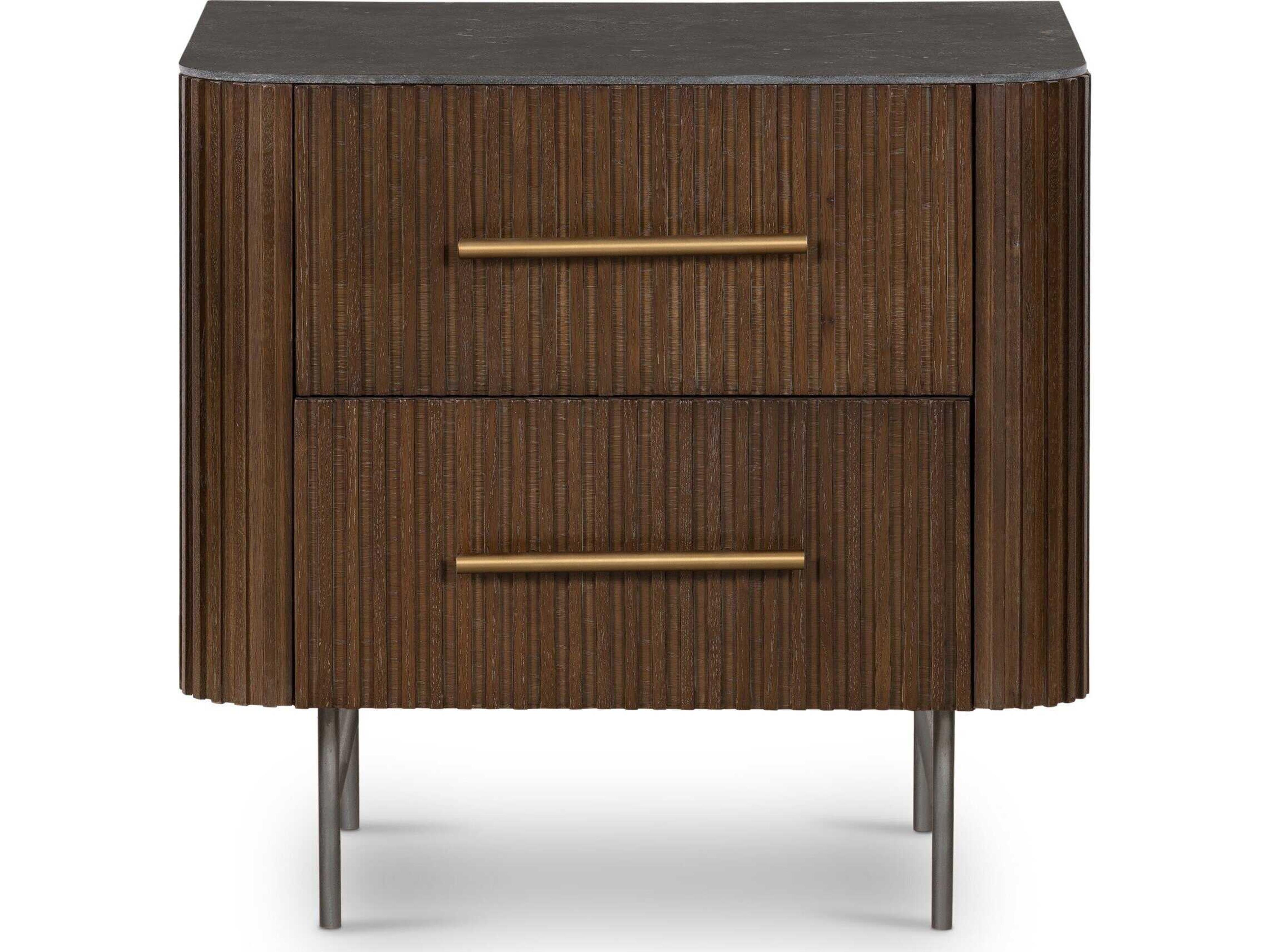 Four Hands Collins Fletcher 2-Drawers Brown Oak Wood Nightstand