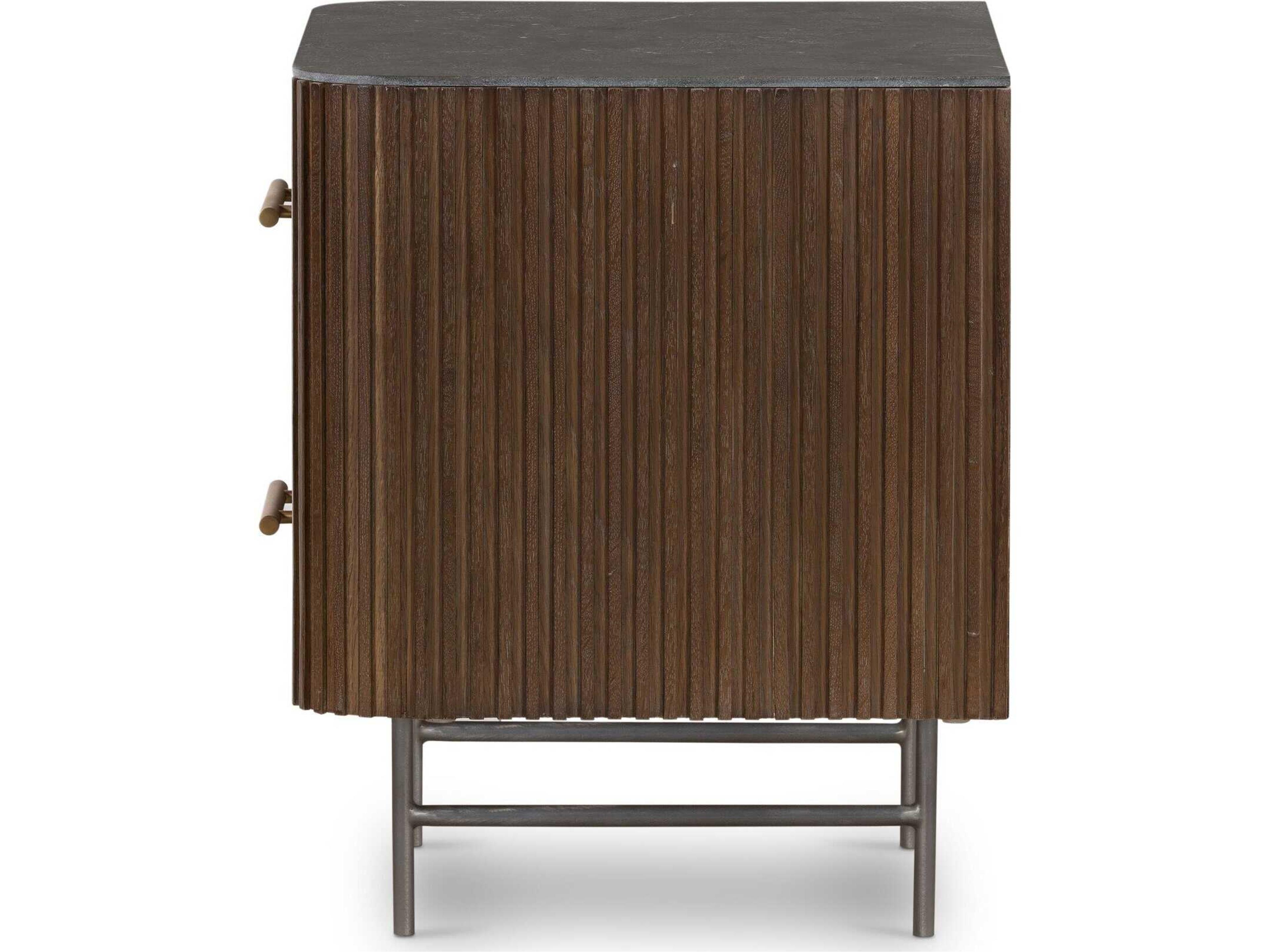 Four Hands Collins Fletcher 2-Drawers Brown Oak Wood Nightstand