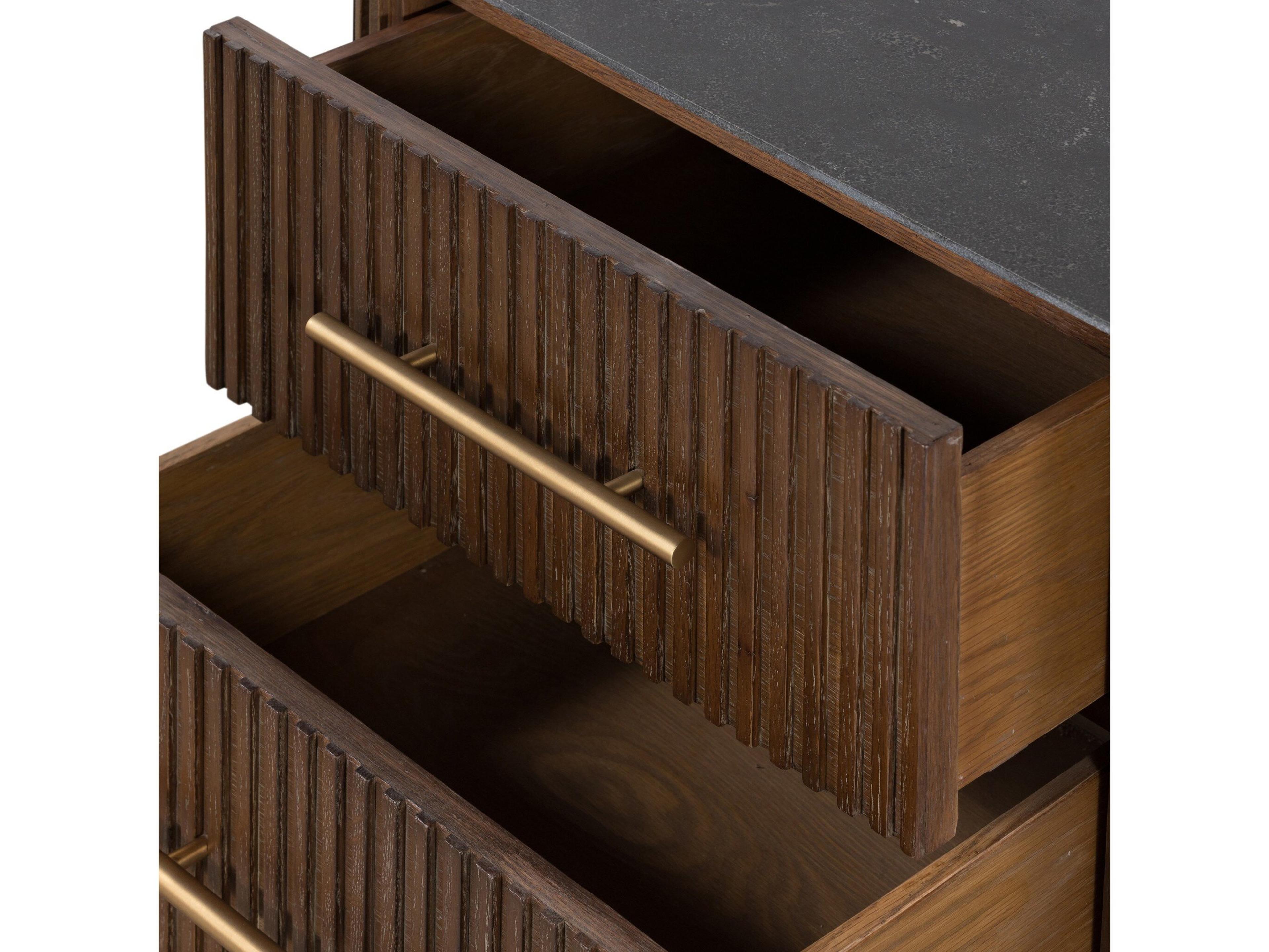 Luxecor Globetrotter Fletcher 2-Drawers Brown Oak Wood Nightstand