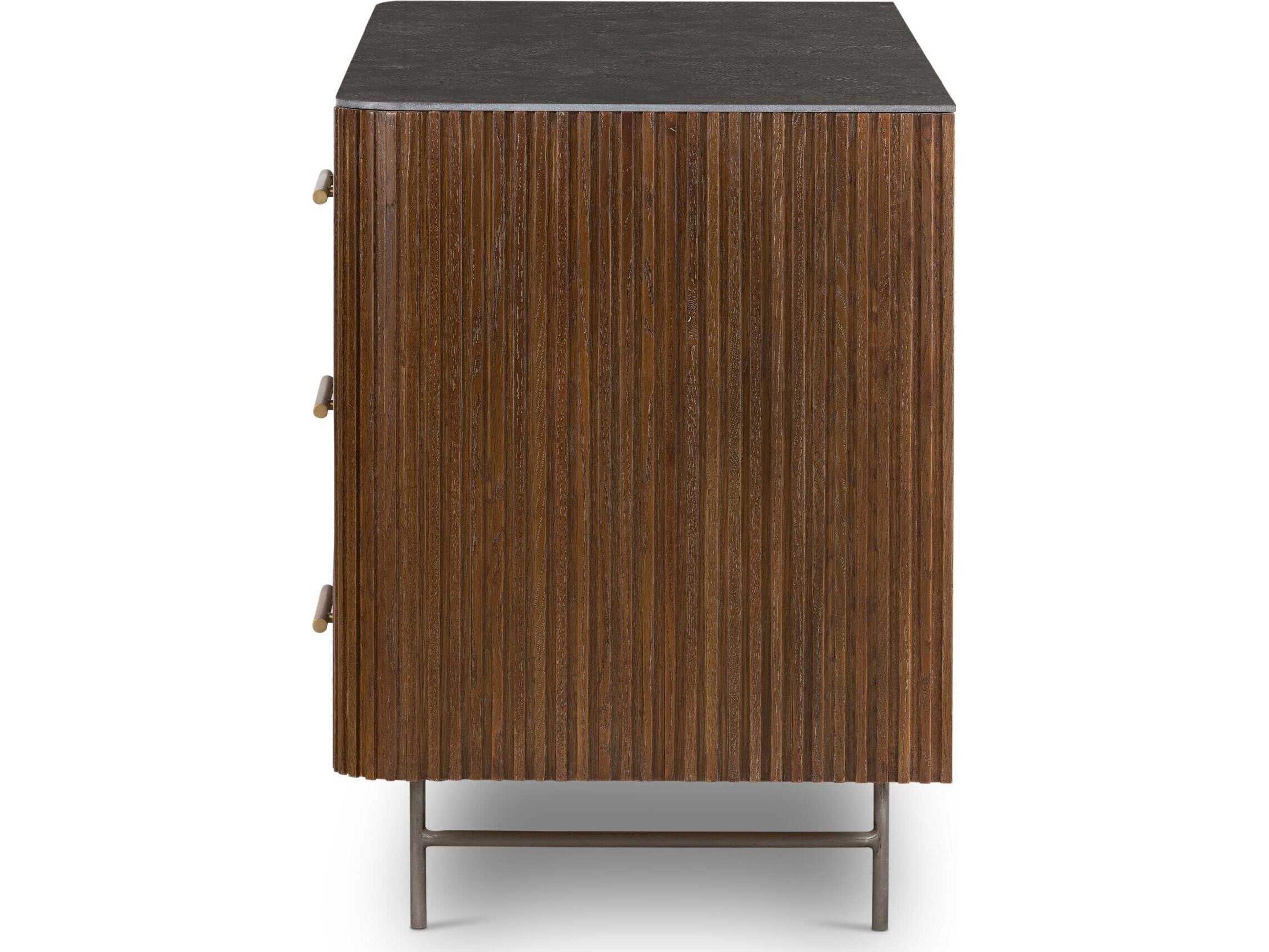 Four Hands Collins Fletcher 6-Drawers Brass Oak Wood Double Dresser