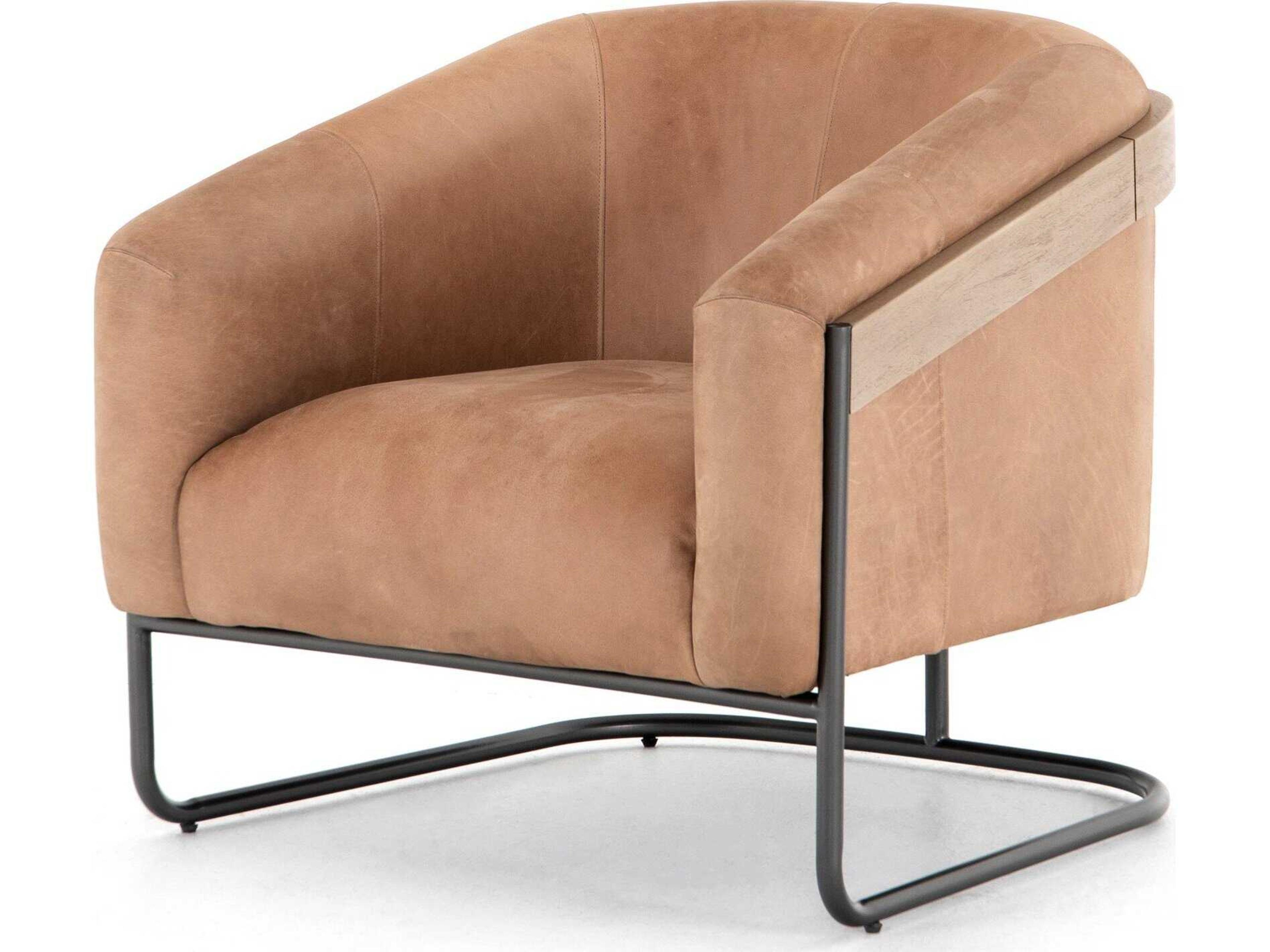 Etta Belfast Beige Leather Accent Chair