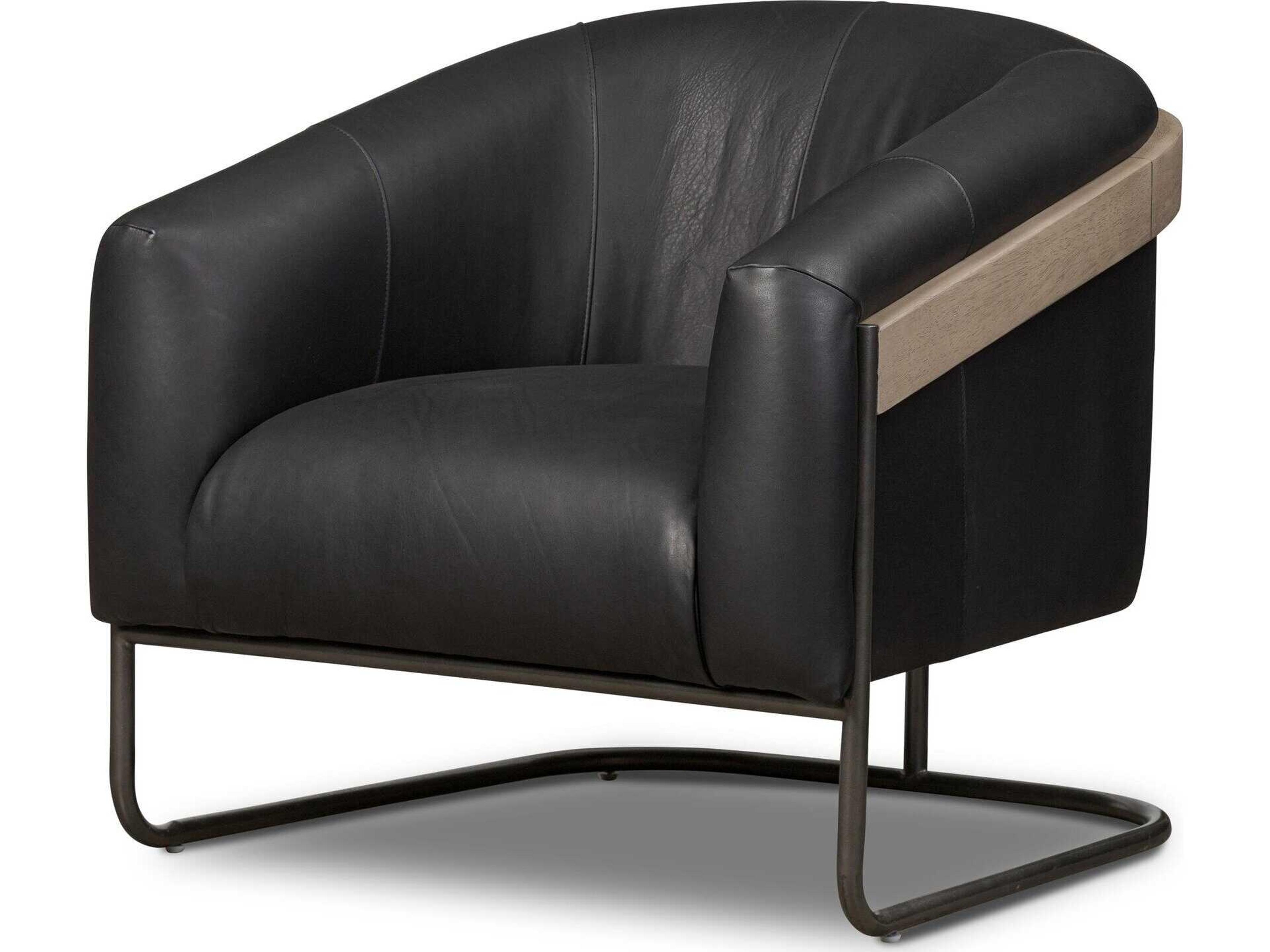 Belfast Etta Heirloom Black Leather Accent Chair