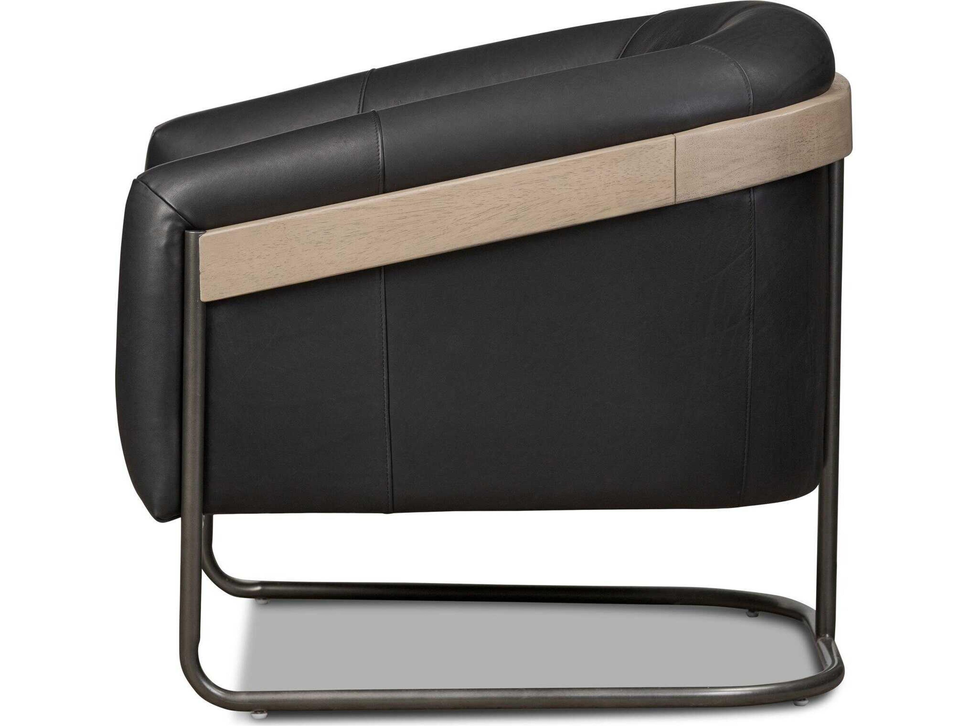 Four Hands Belfast Etta Heirloom Black Leather Accent Chair