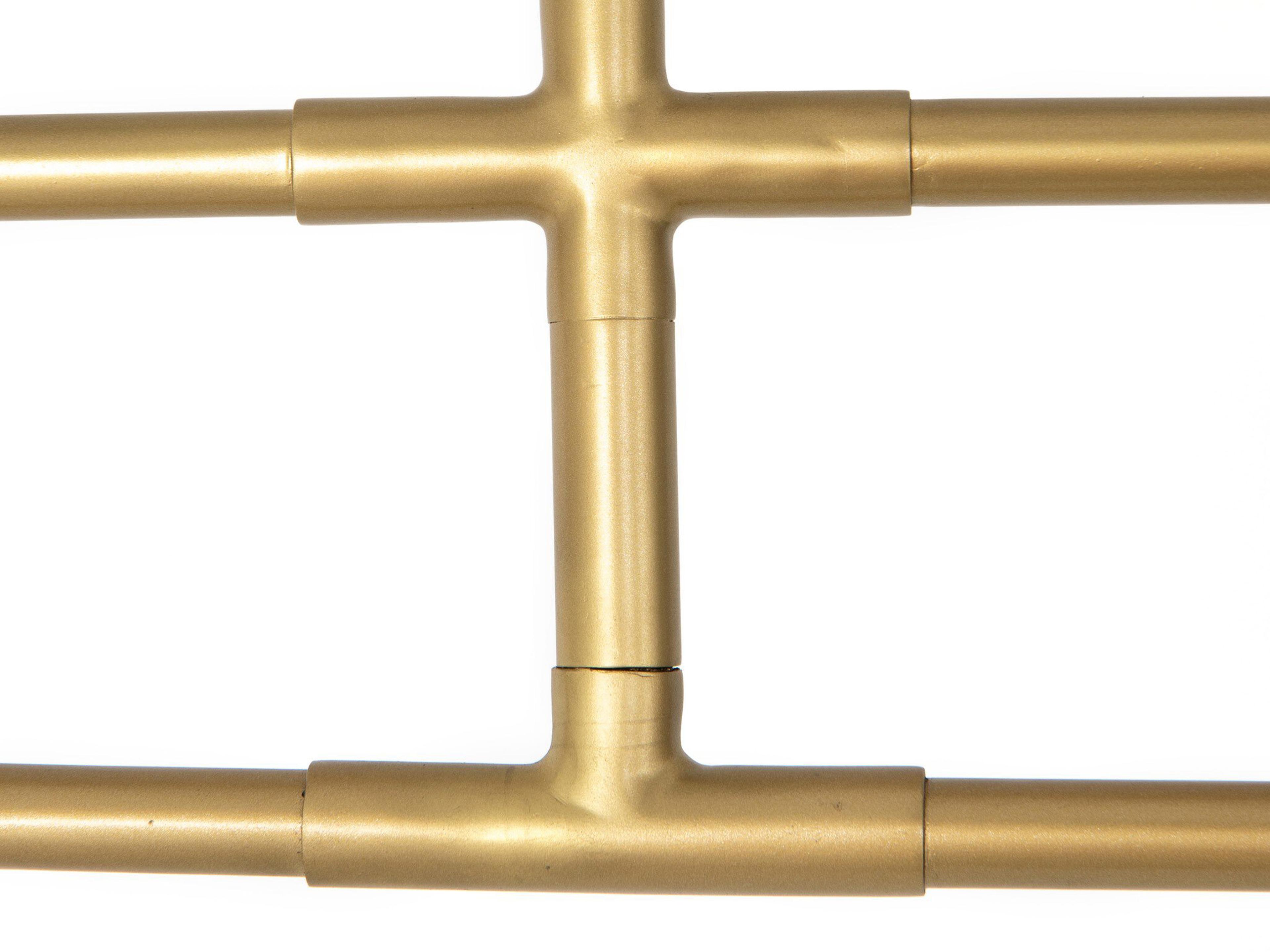 Four Hands Stockton 3-Light Dark Brown Leather Antique Brass LED Linear Chandelier