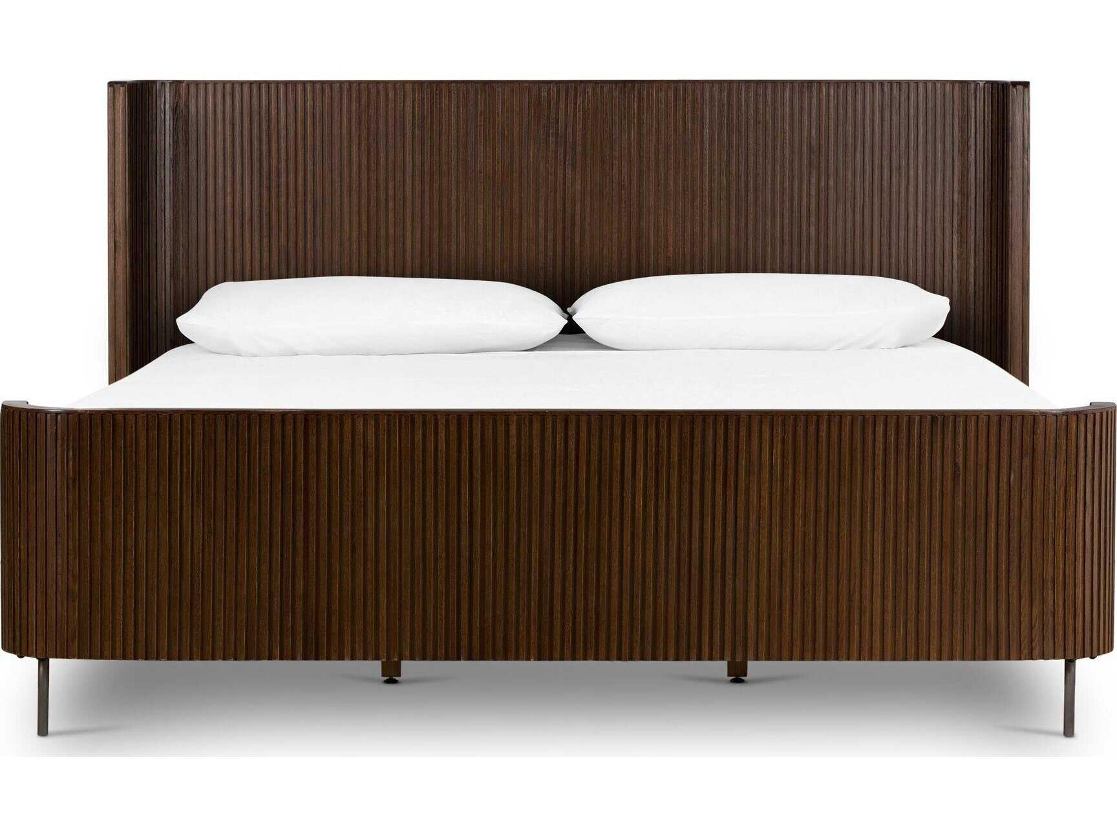 Four Hands Collins Fletcher Brown Oak Wood King Panel Bed