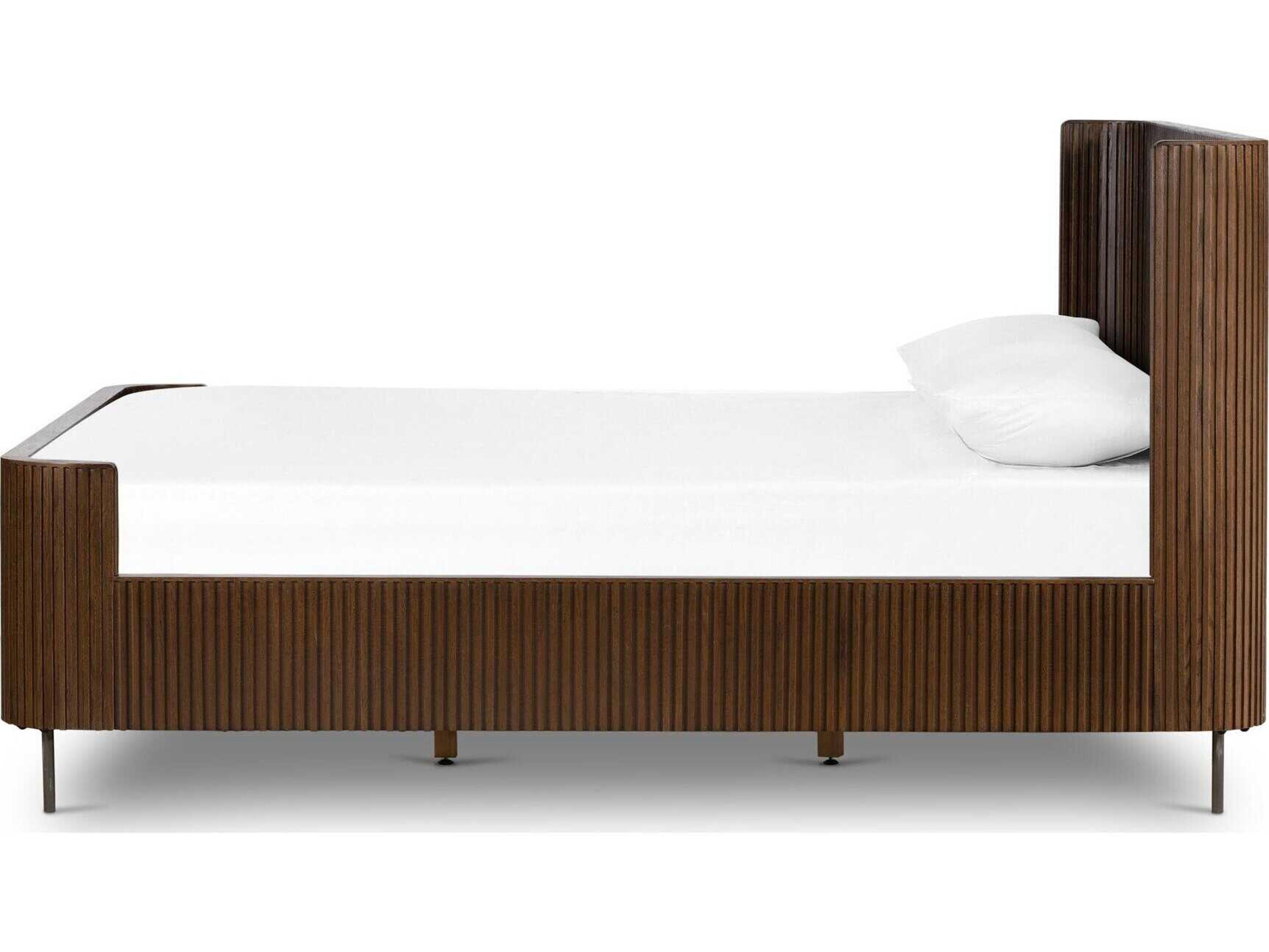 Four Hands Collins Fletcher Brown Oak Wood King Panel Bed