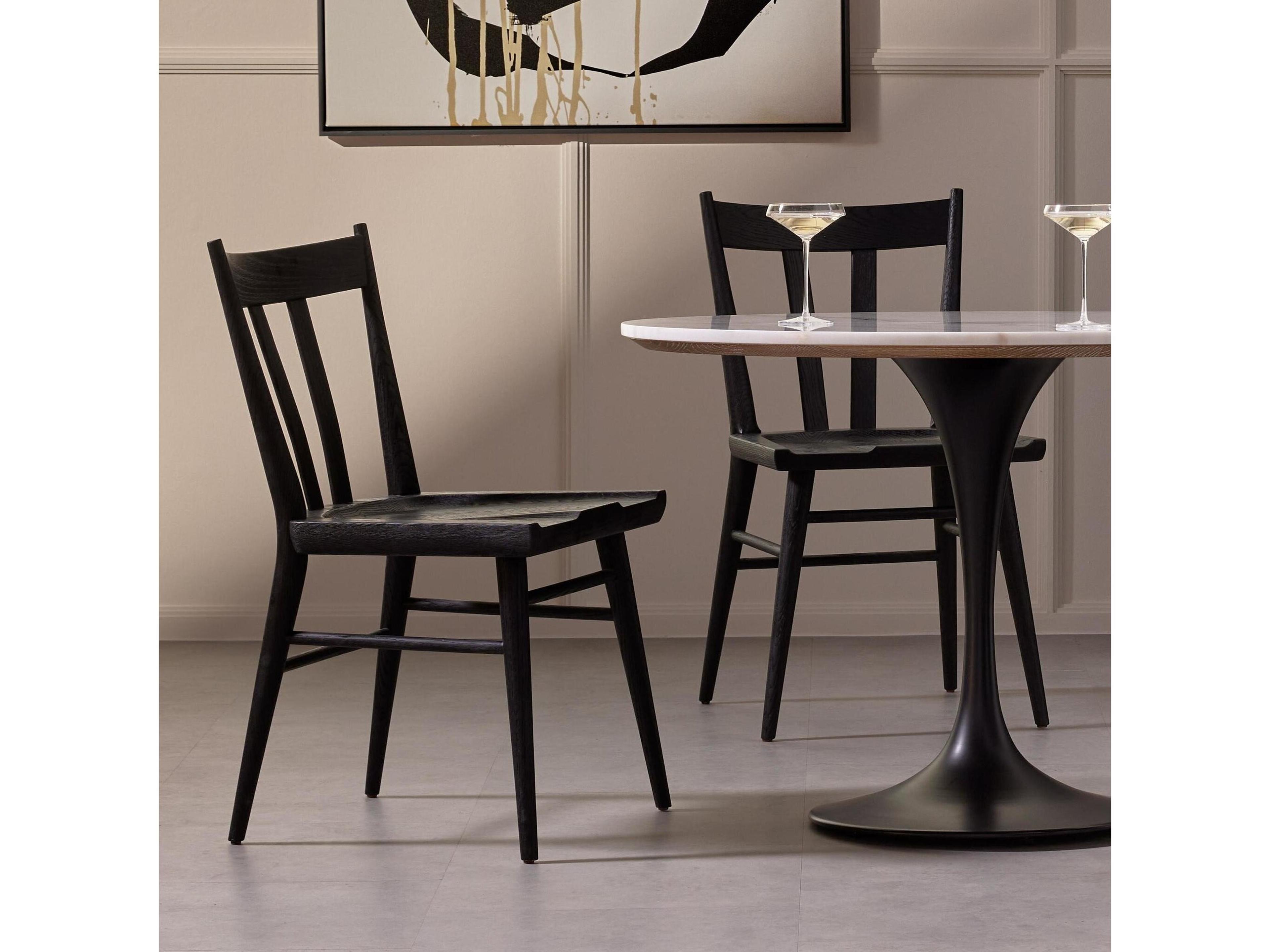 Four Hands Belfast Gregory Oak Wood Black Side Dining Chair