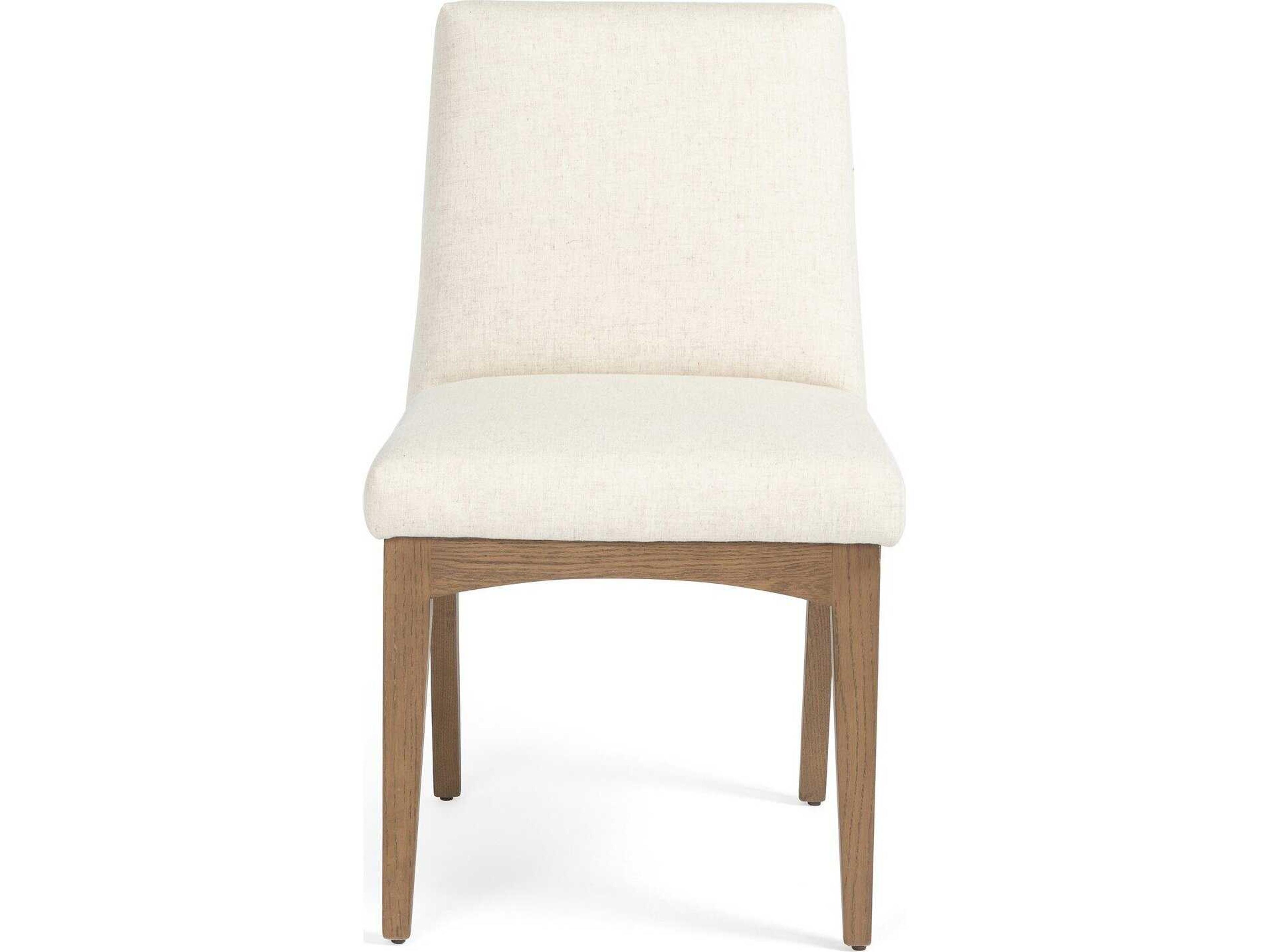 Four Hands Wells Elsie Oak Wood White Upholstered Side Dining Chair