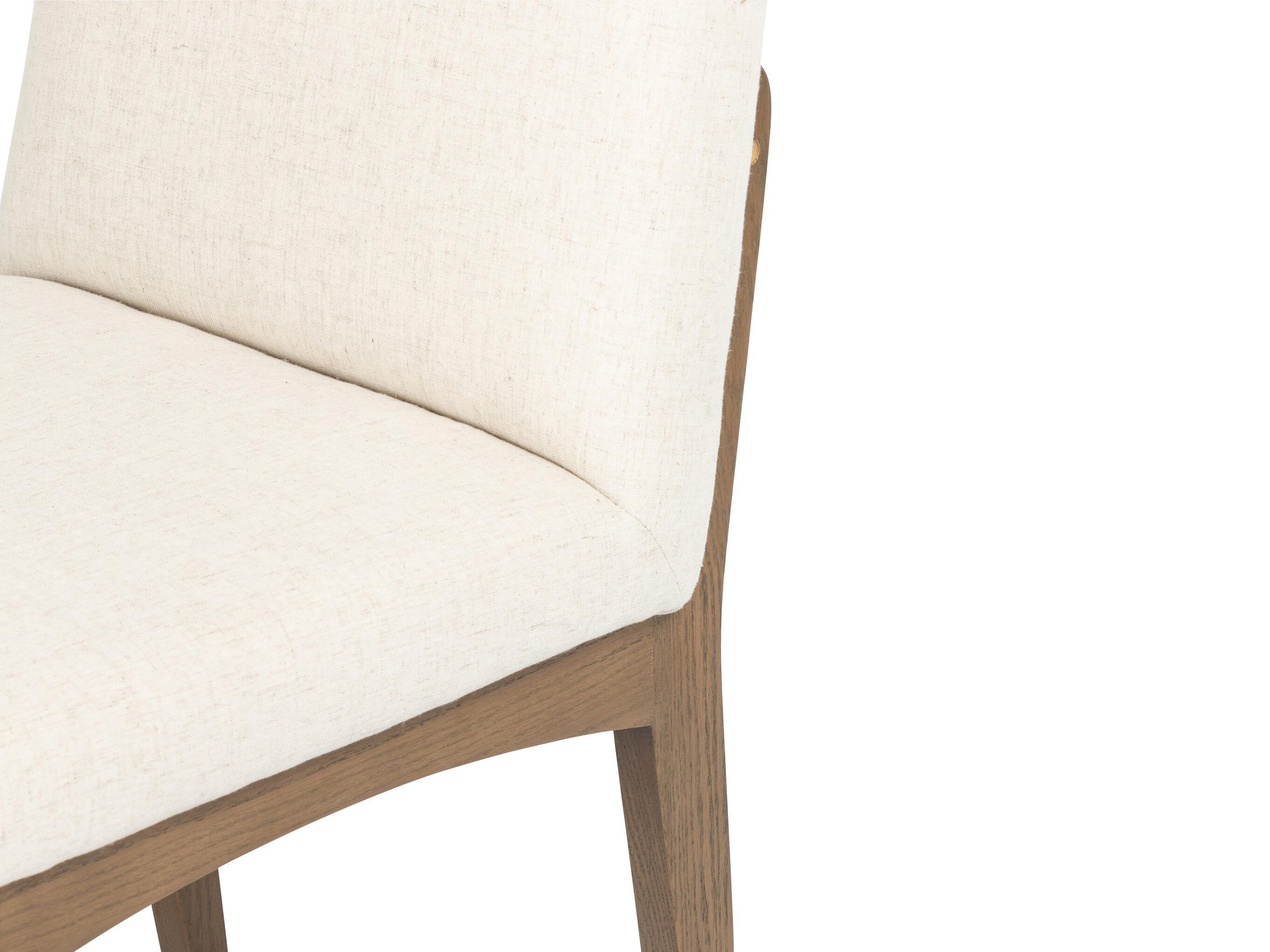 Four Hands Wells Elsie Oak Wood White Upholstered Side Dining Chair