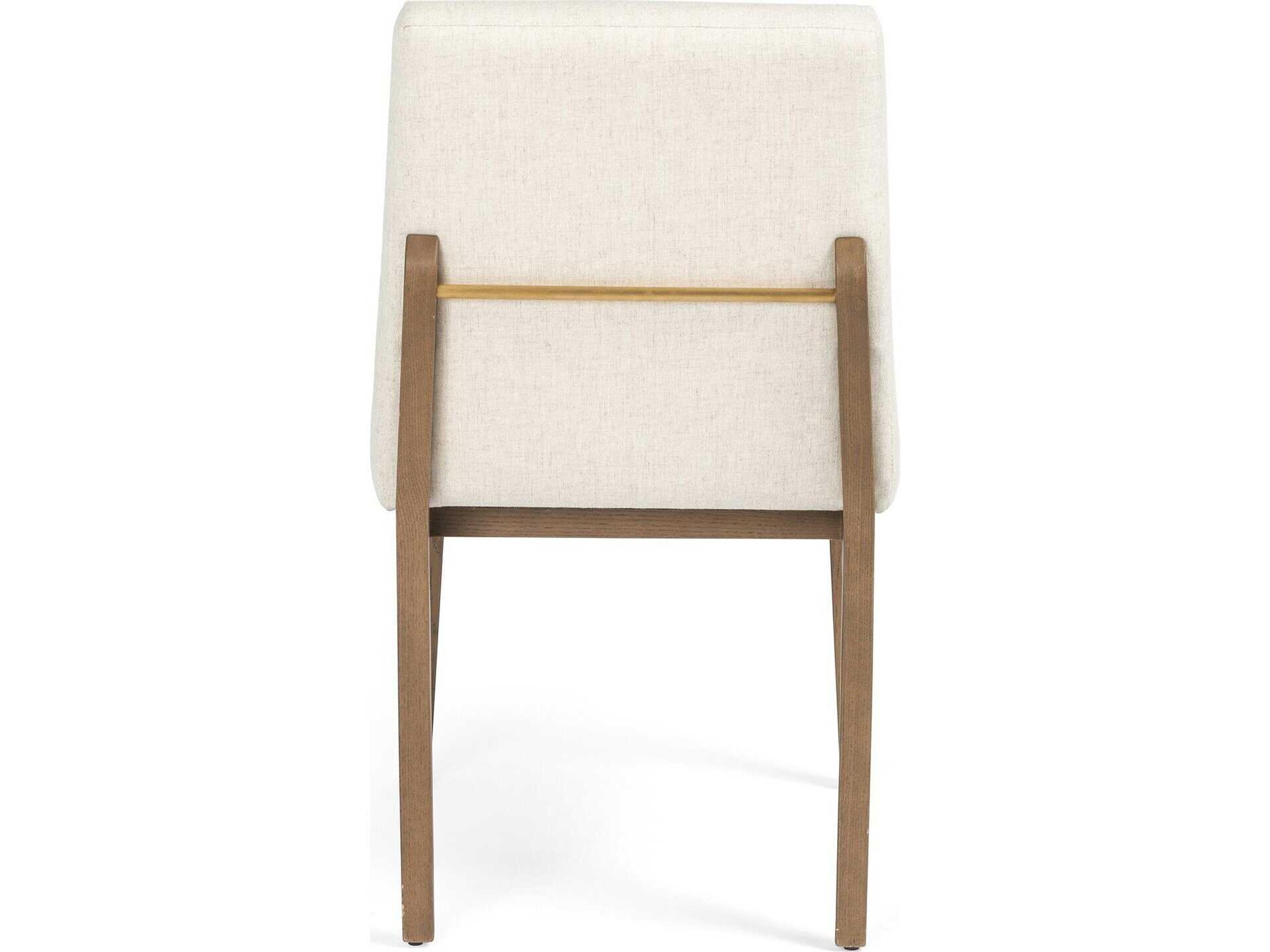 Four Hands Wells Elsie Oak Wood White Upholstered Side Dining Chair