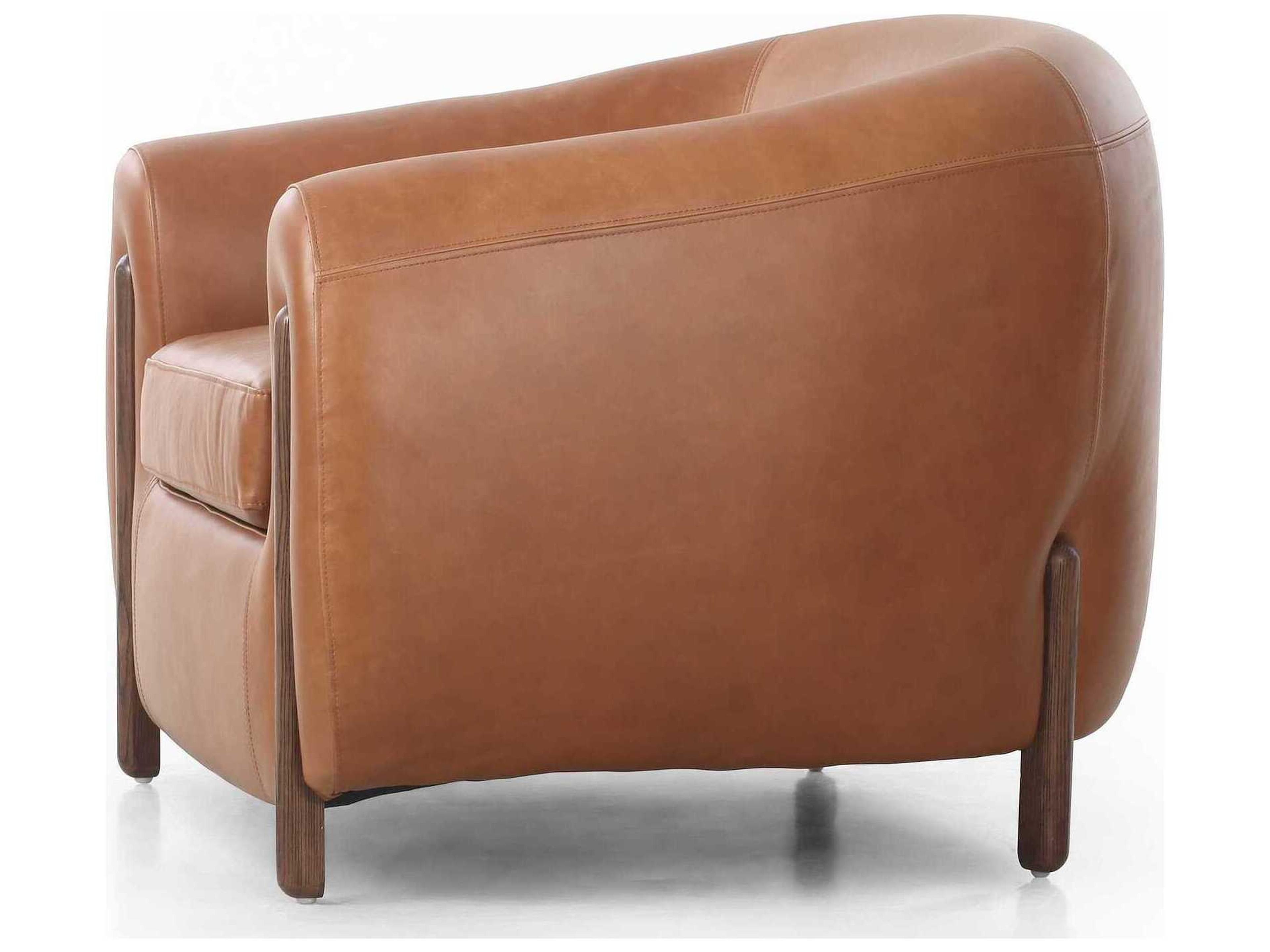 Four Hands Caswell Lyla Valencia Camel Leather Accent Chair