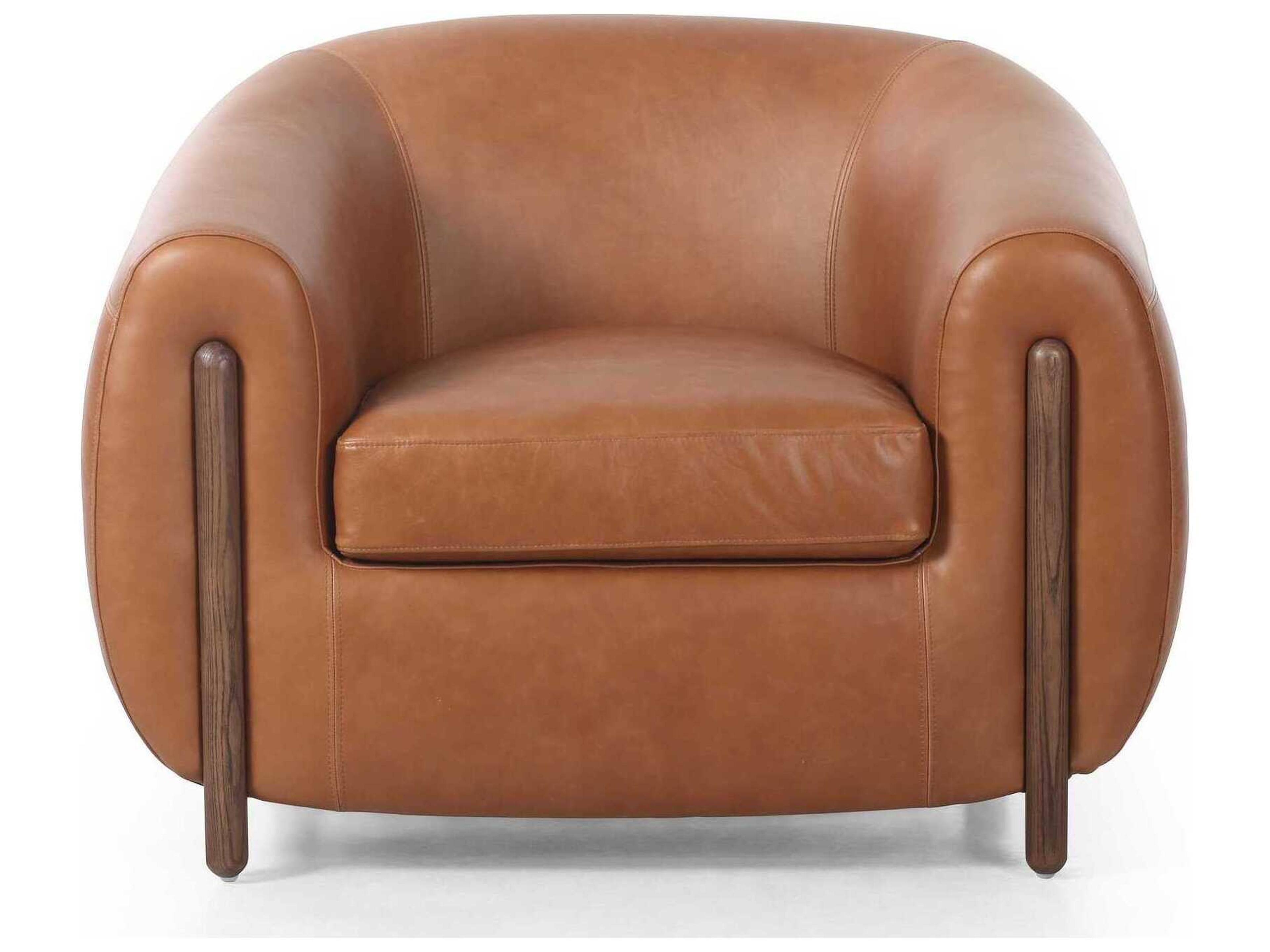 Four Hands Caswell Lyla Valencia Camel Leather Accent Chair