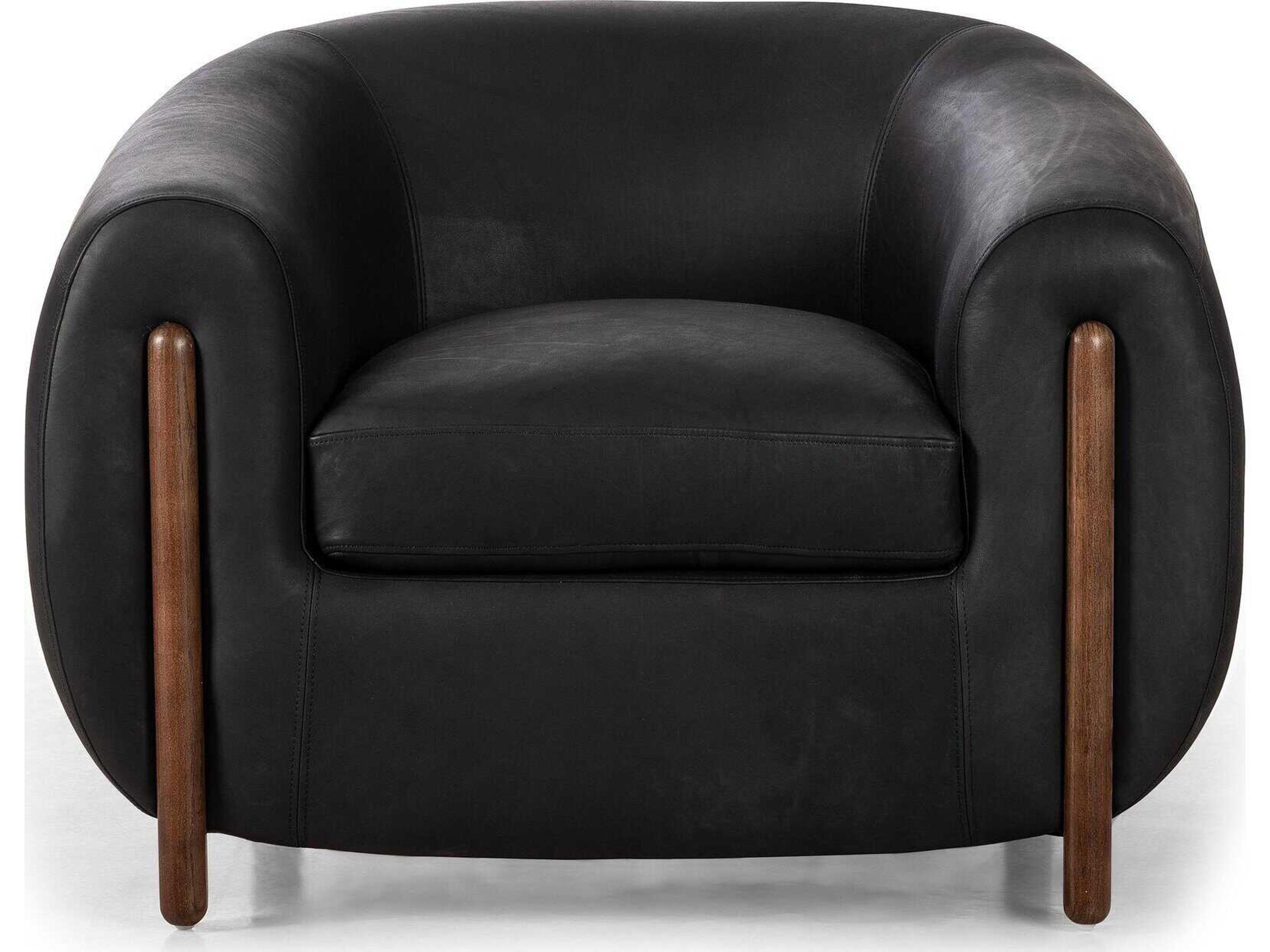 Four Hands Caswell Lyla Black Leather Accent Chair