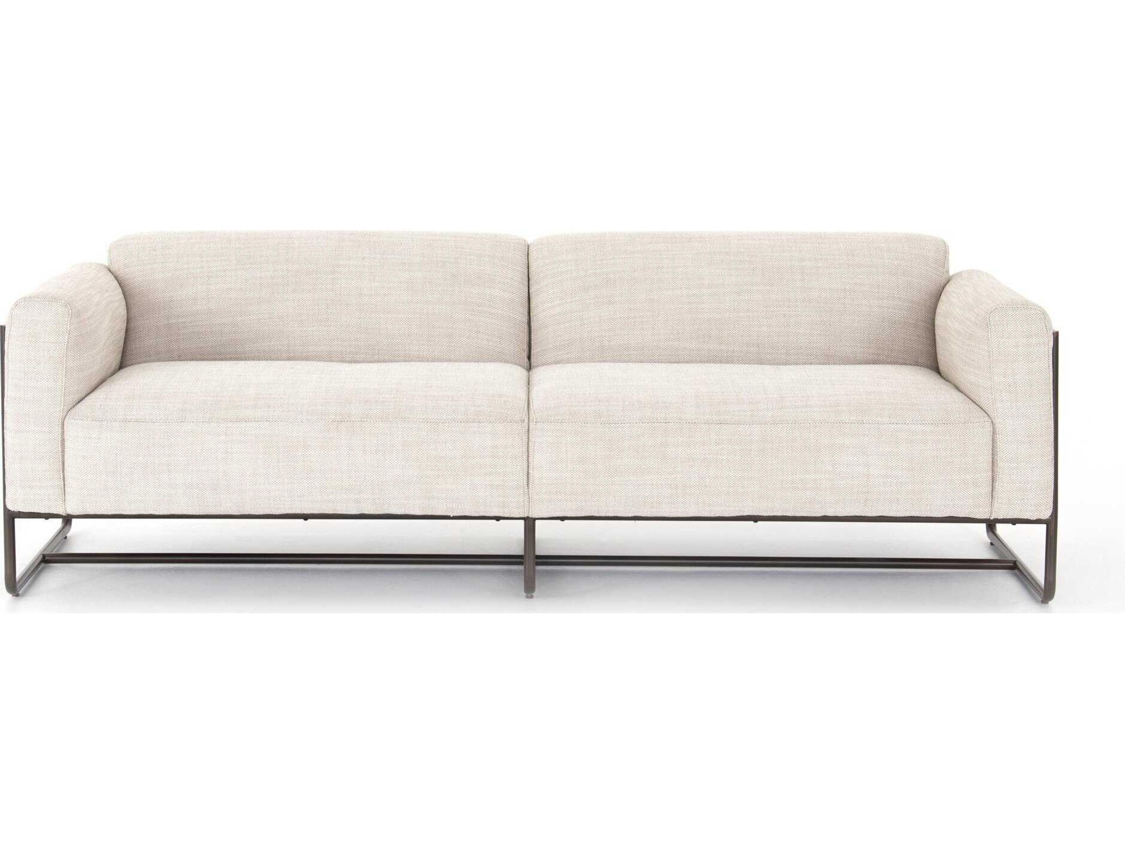 Four Hands Westgate Ella Gable Taupe Bronze Gunmetal Umber Natural Lamont Beige Upholstered Sofa