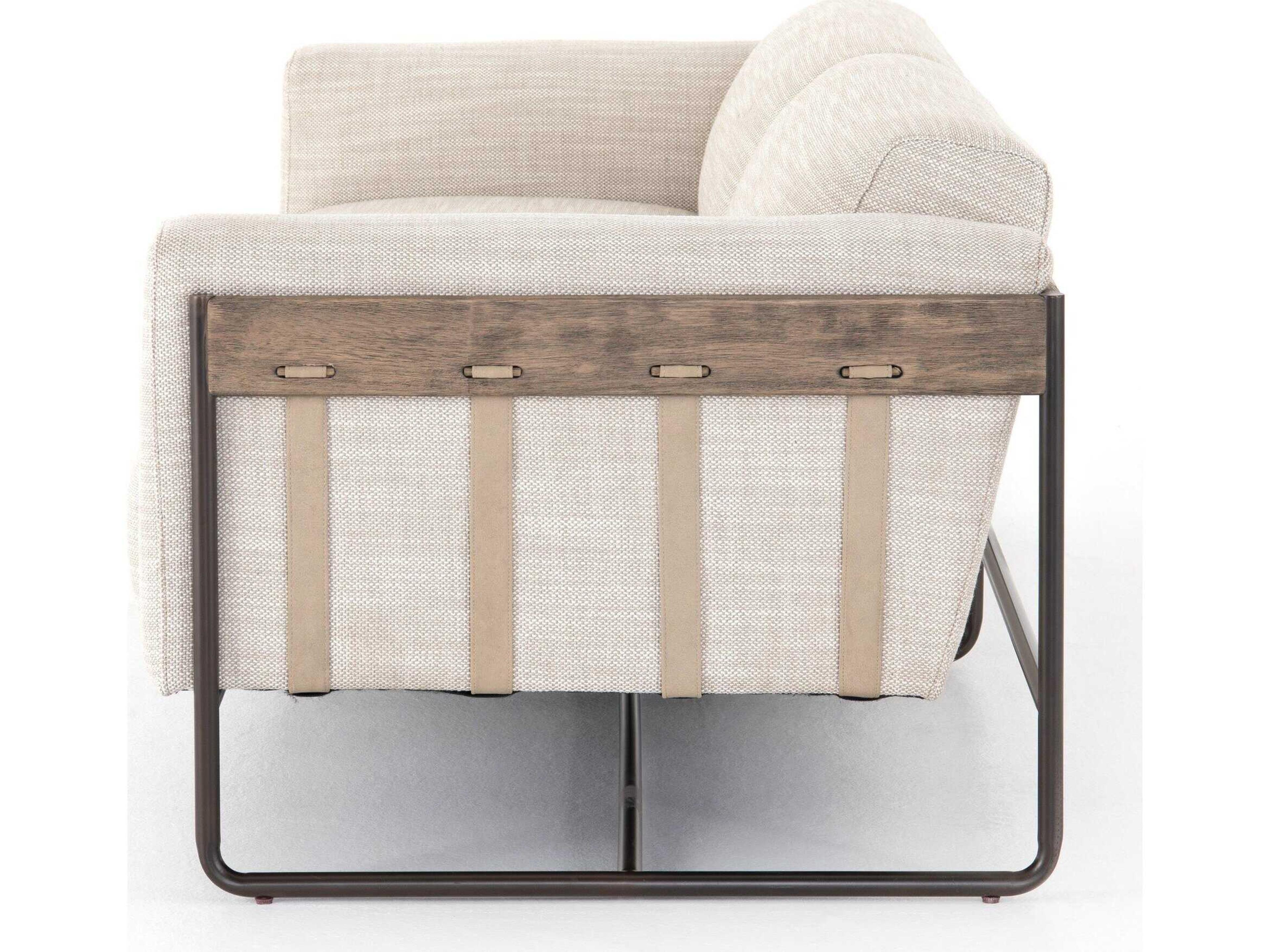 Four Hands Westgate Ella Gable Taupe Bronze Gunmetal Umber Natural Lamont Beige Upholstered Sofa