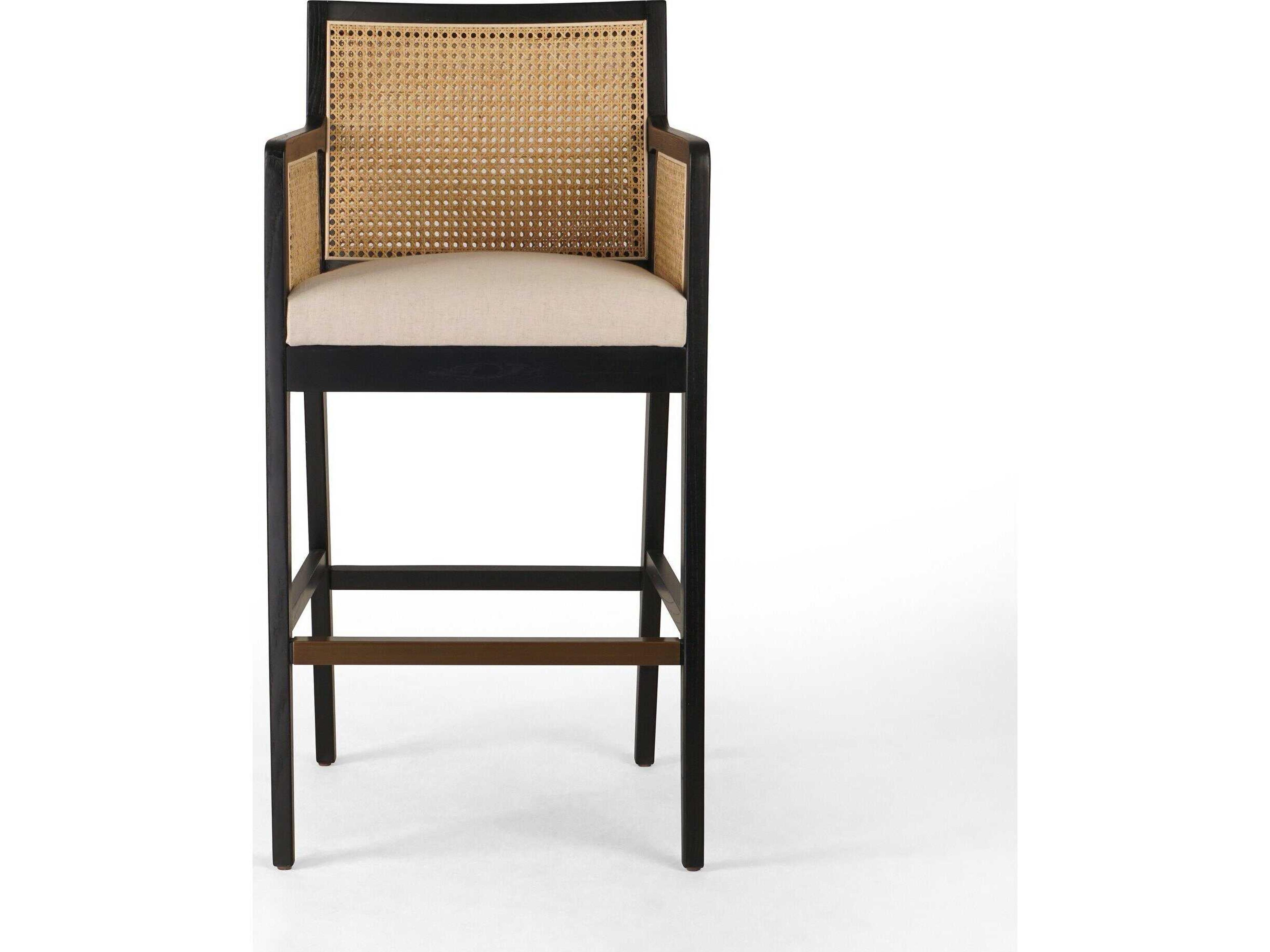 Four Hands Keston Antonia Savile Flax Upholstered Bar Stool