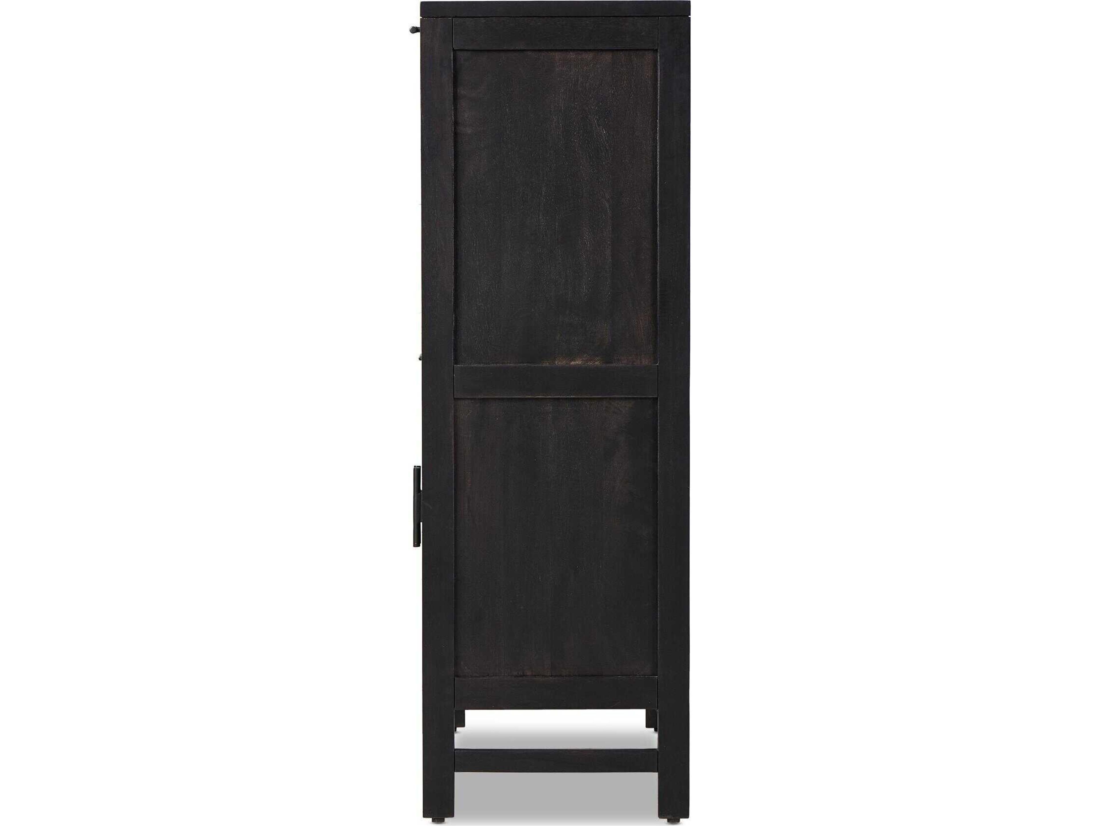 Leighton Caprice Black Wash Mango  Wood Bar Cabinet