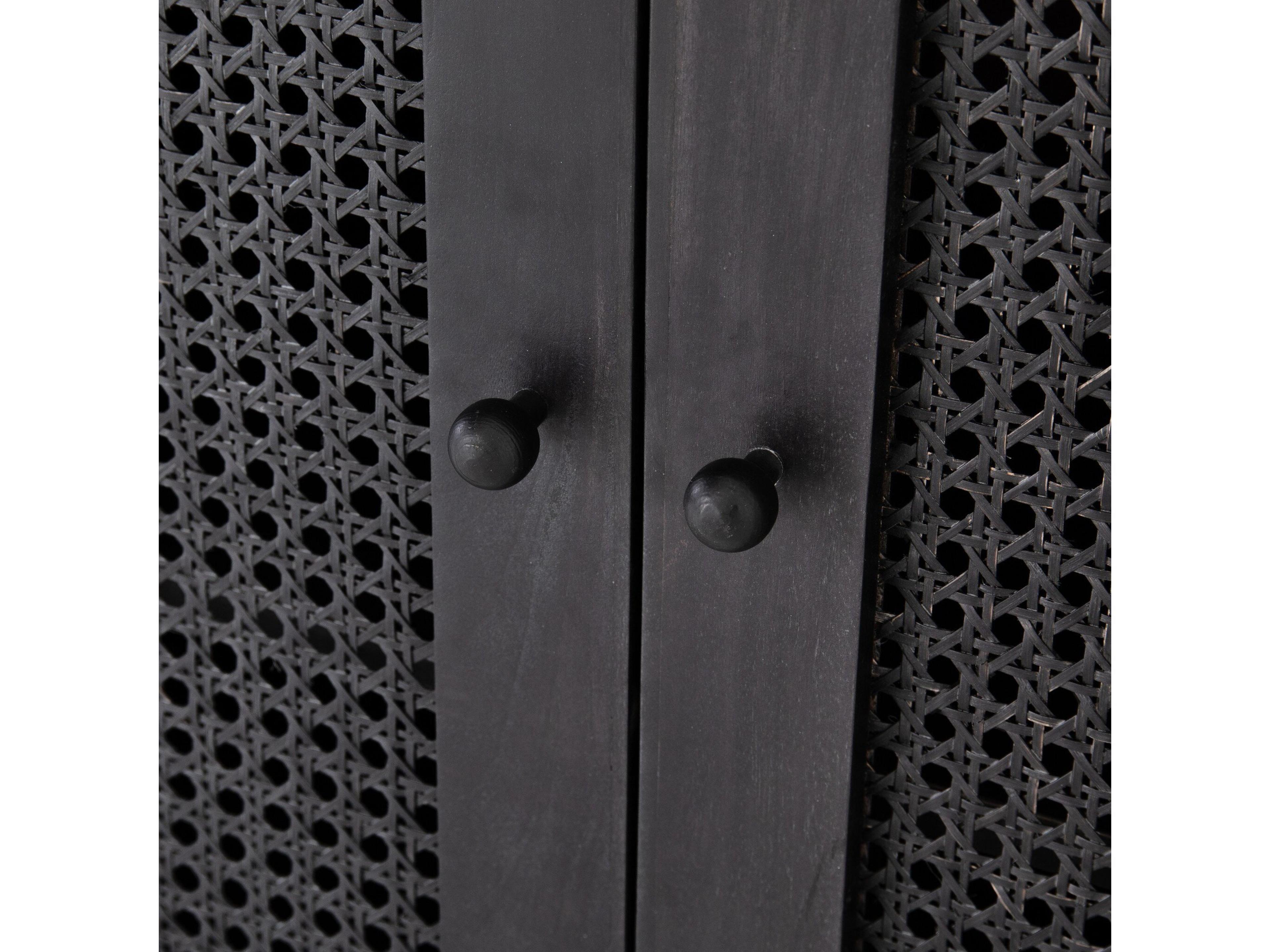 Four Hands Leighton Tilda 78" Mango Wood Black Wash Iron Circle Cane Sideboard