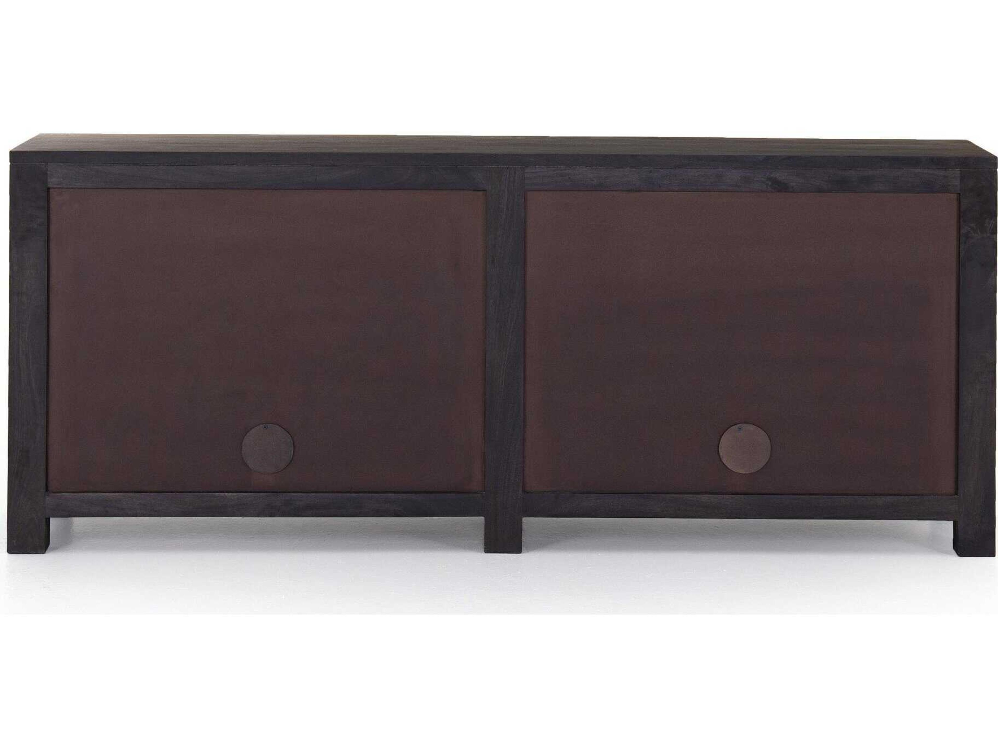 Luxecor Globetrotter Tilda 78" Mango Wood Black Wash Iron Circle Cane Sideboard