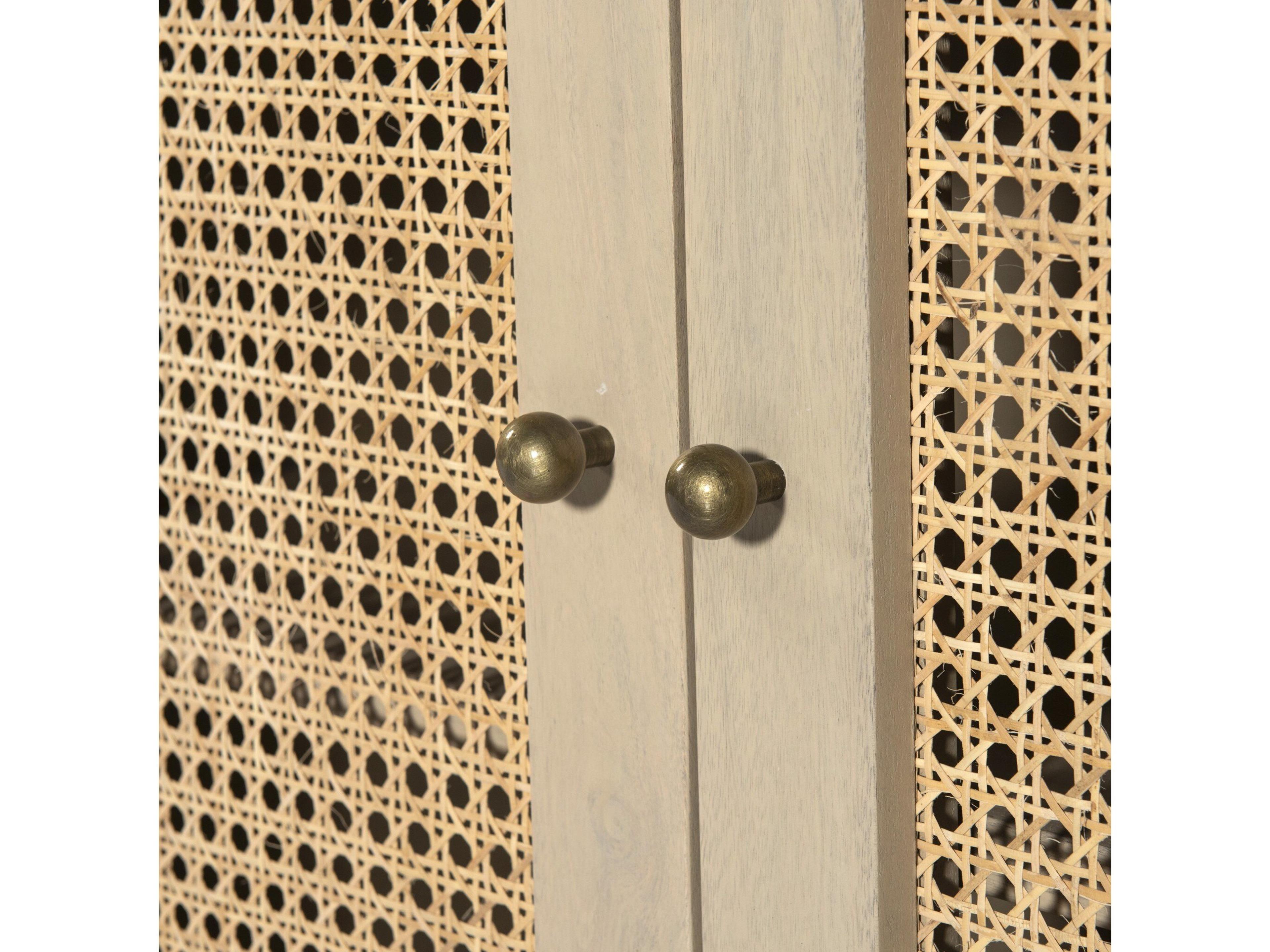 Four Hands Leighton Tilda 78" Mango Wood Natural Satin Brass Circle Cane Sideboard