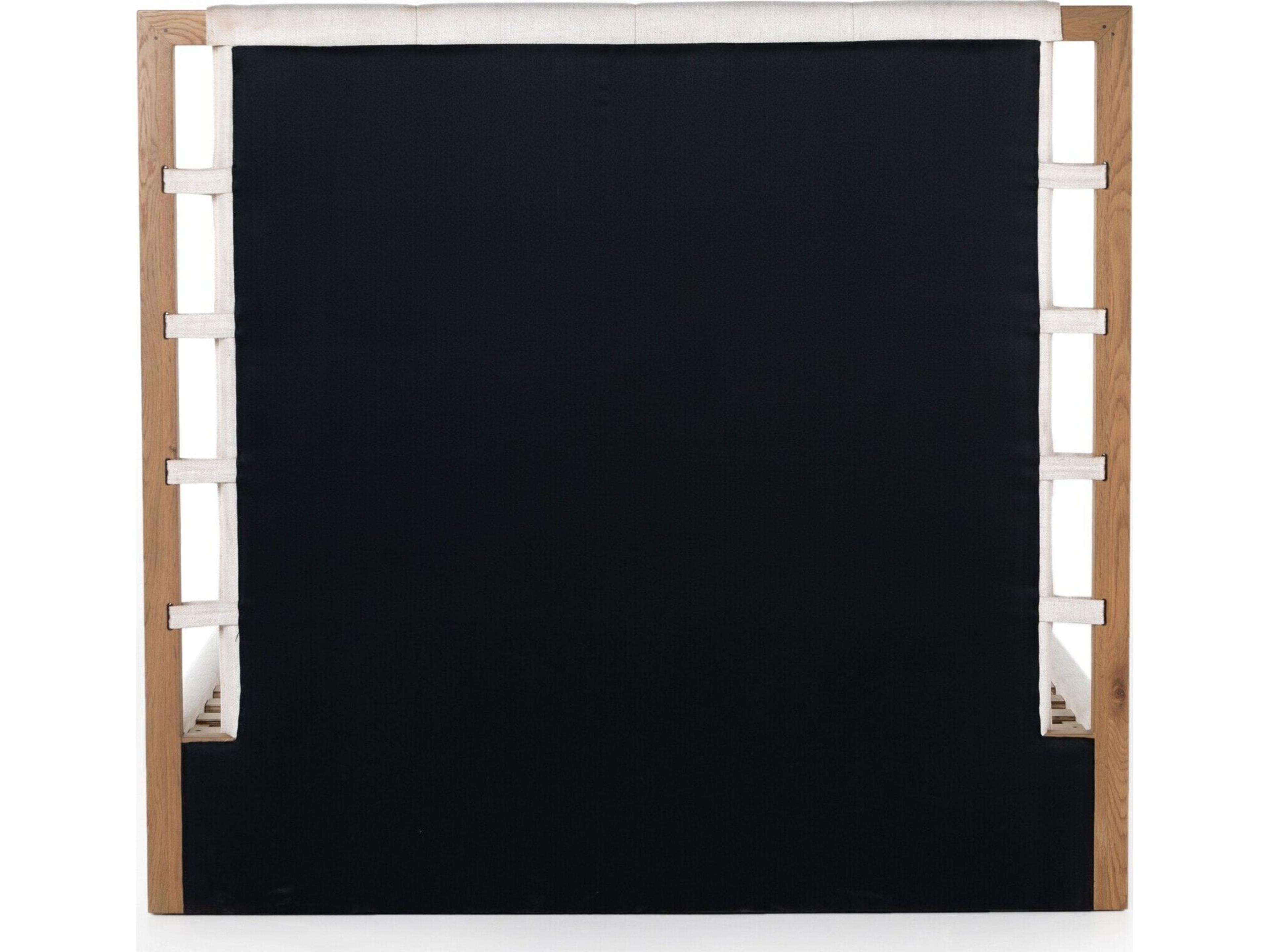 Four Hands Berman Barnett Burnished Oak Dover Crescent White Wood Upholstered Queen Platform Bed