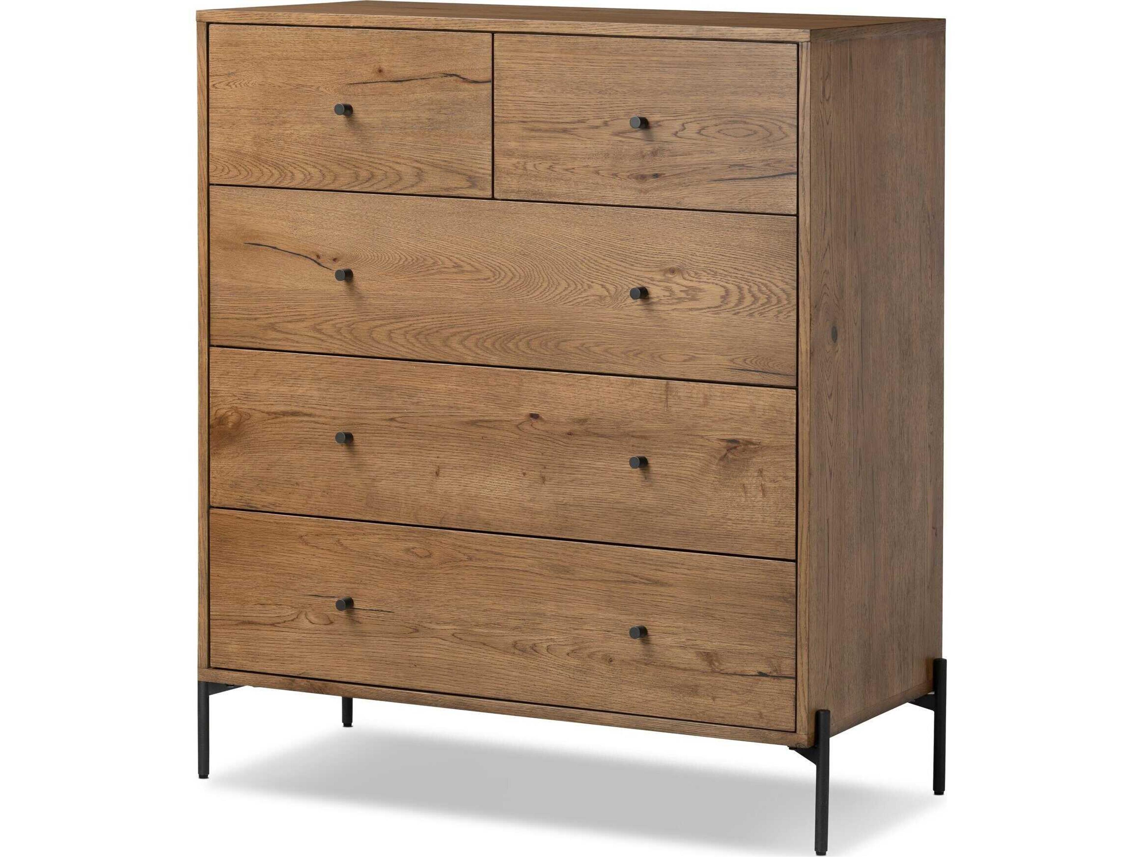 Haiden Eaton Amber Oak Resin 5 Drawer Dresser
