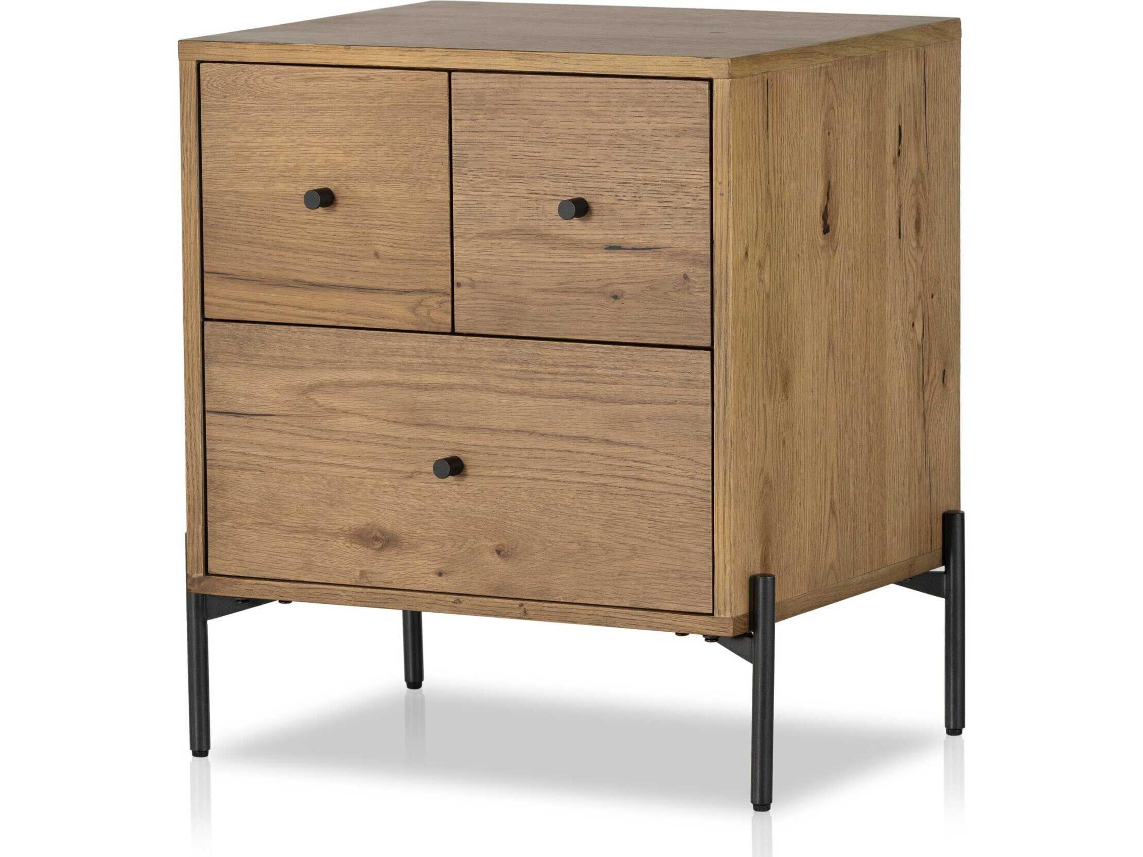 Haiden Eaton Amber Oak Resin Oak Wood Nightstand