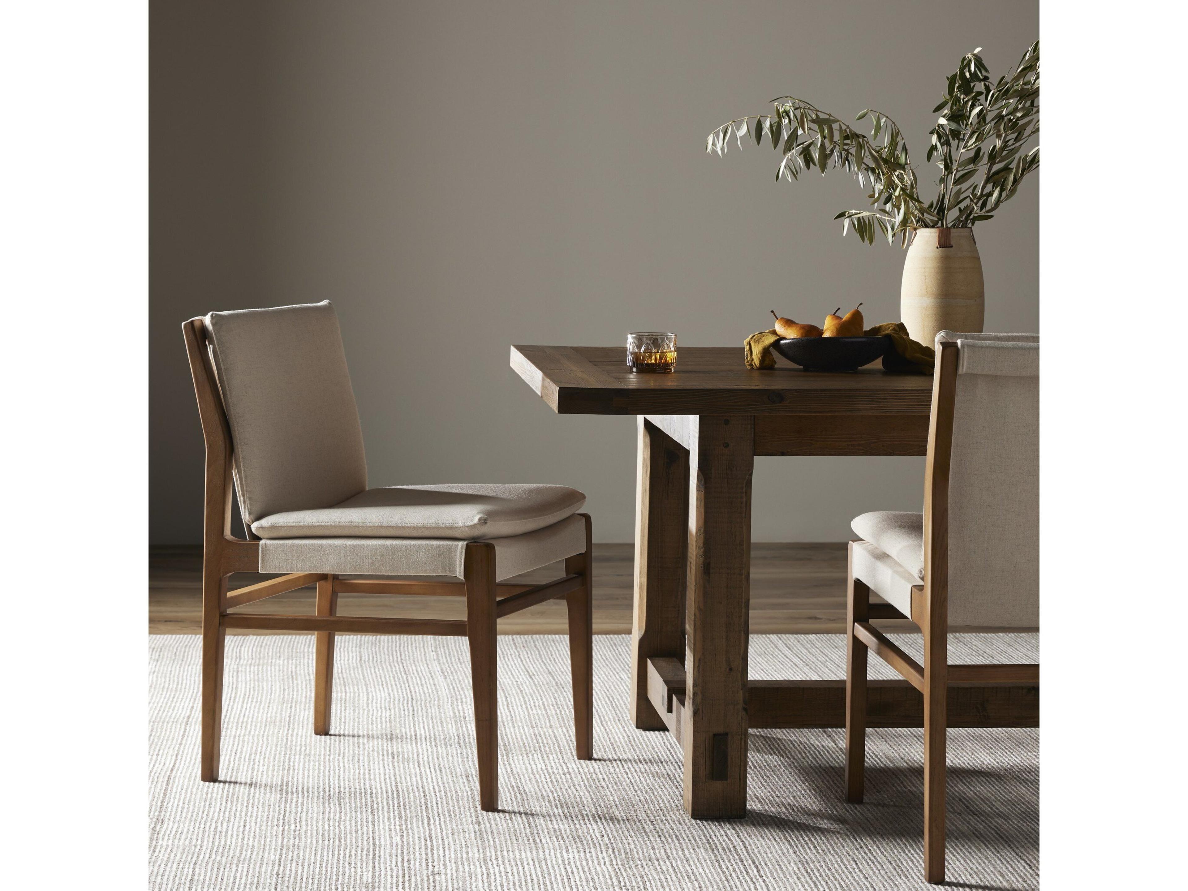 Four Hands Ashford Aya Solid Wood Beige Upholstered Side Dining Chair