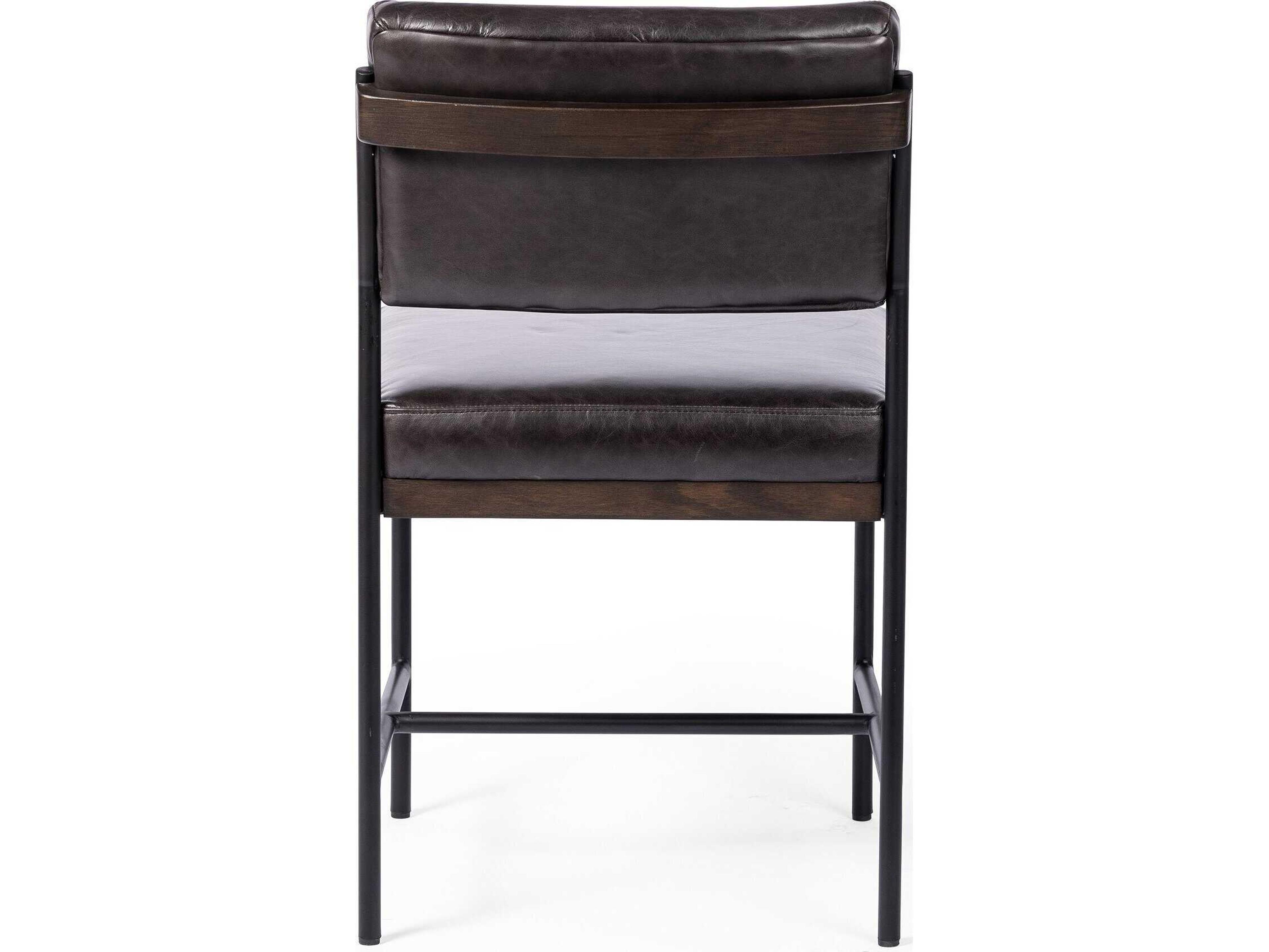 Luxecor Globetrotter Benton Sonoma Black Leather Oak Wood Dining Chair