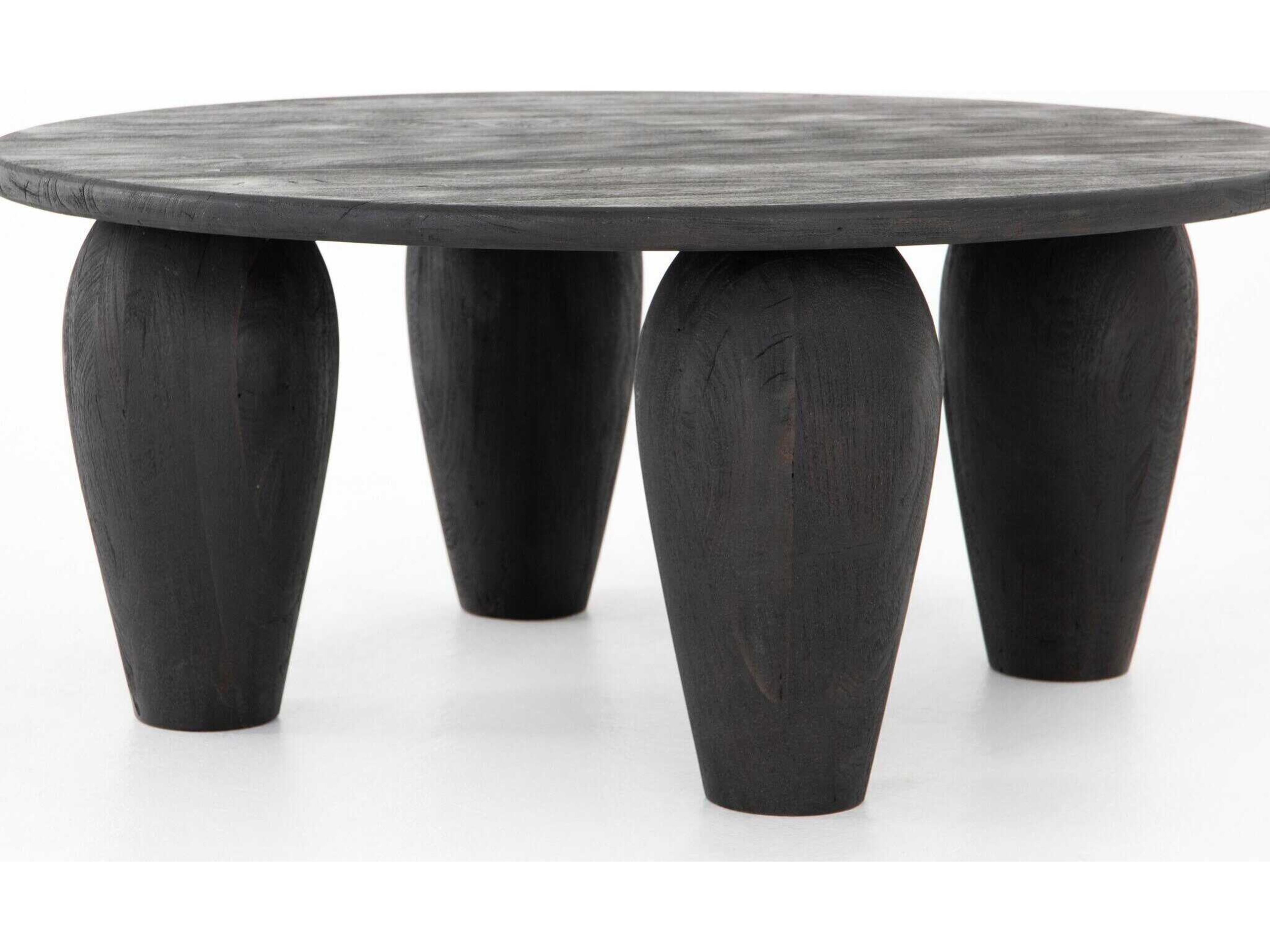 Four Hands Maya Maricopa Round Wood Dark Totem Coffee Table