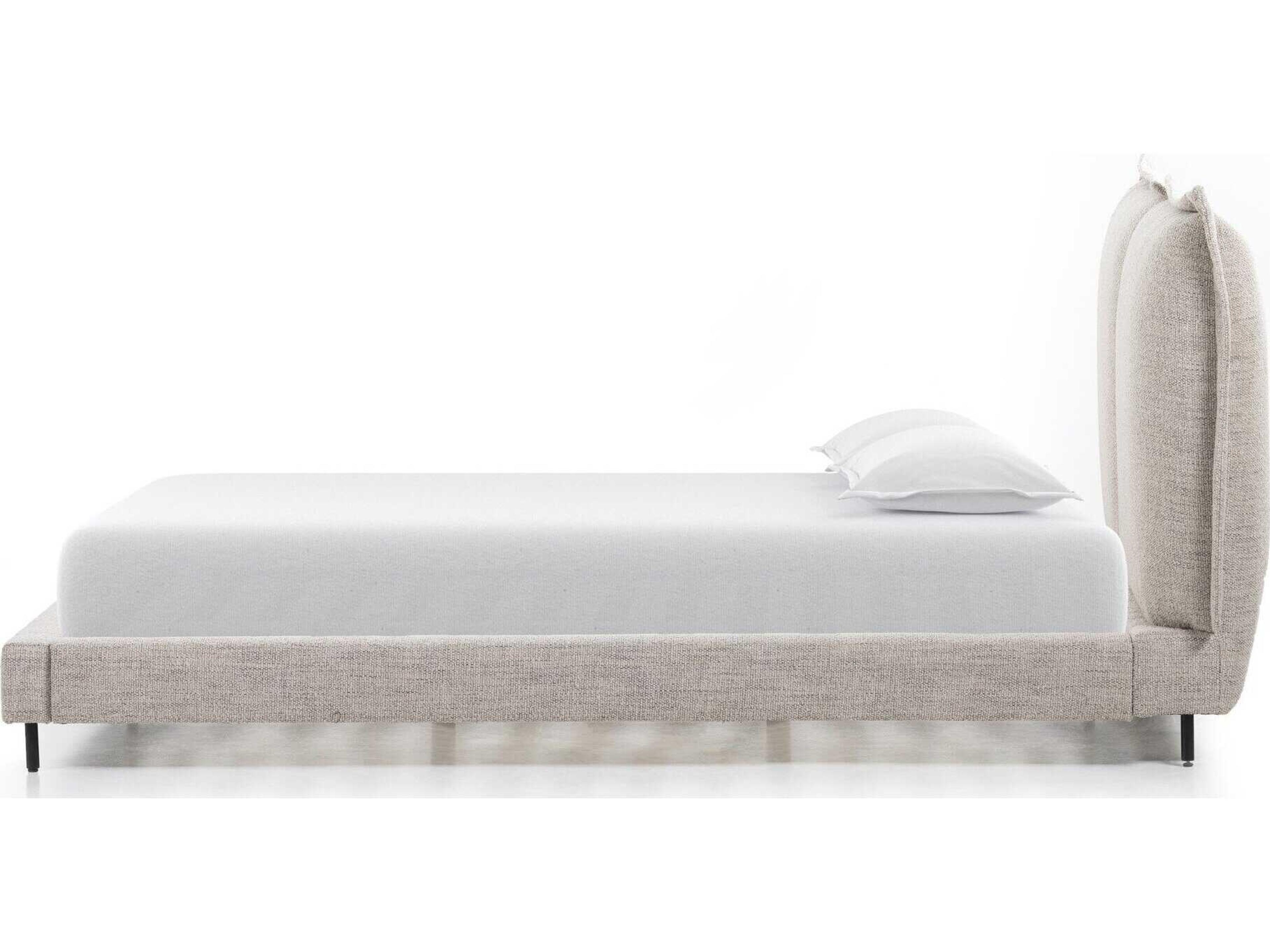 Four Hands Easton Inwood Merino Porcelain Gunmetal Gray Upholstered King Platform Bed