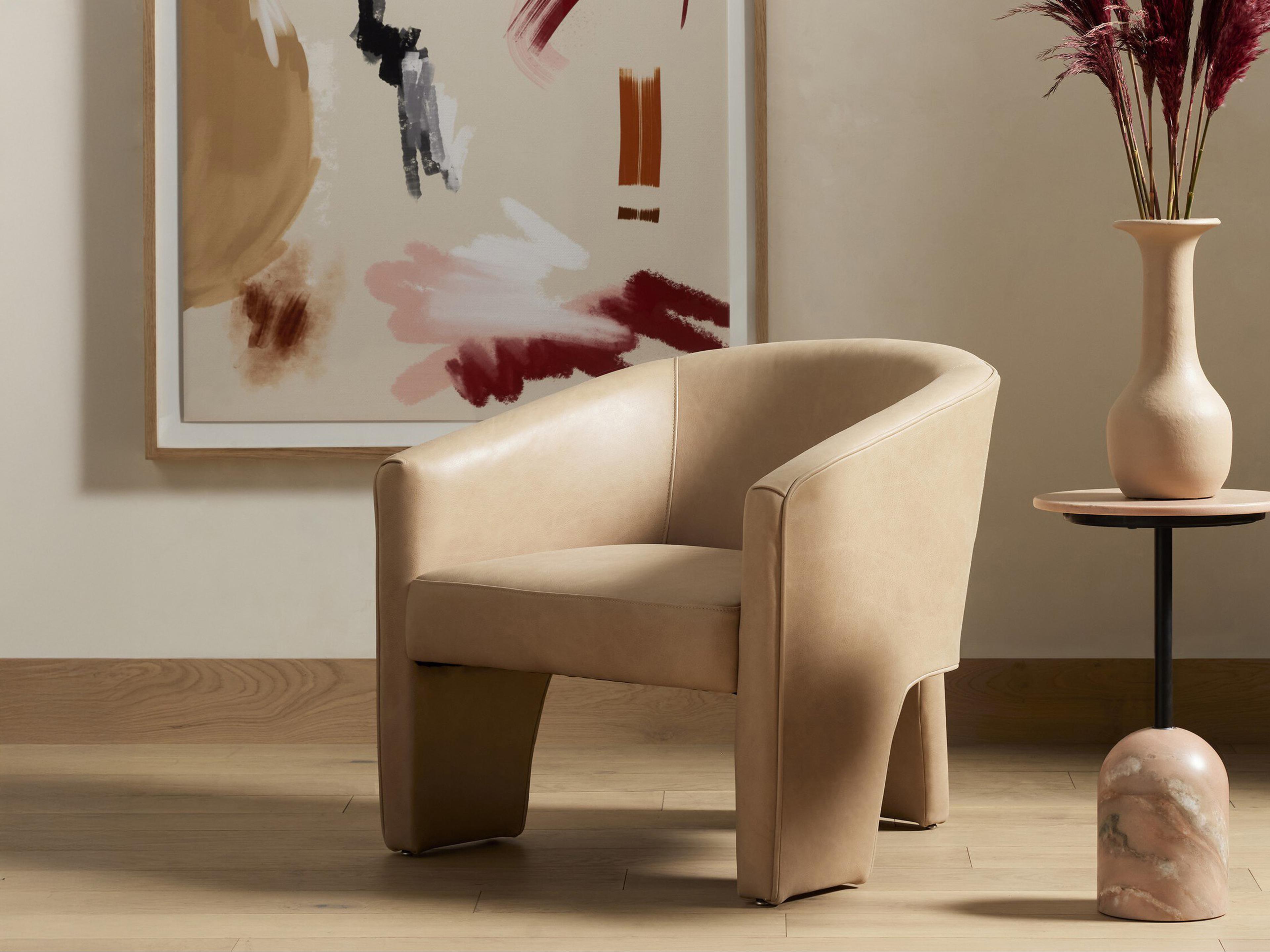 Four Hands Grayson Fae Beige Leather Accent Chair