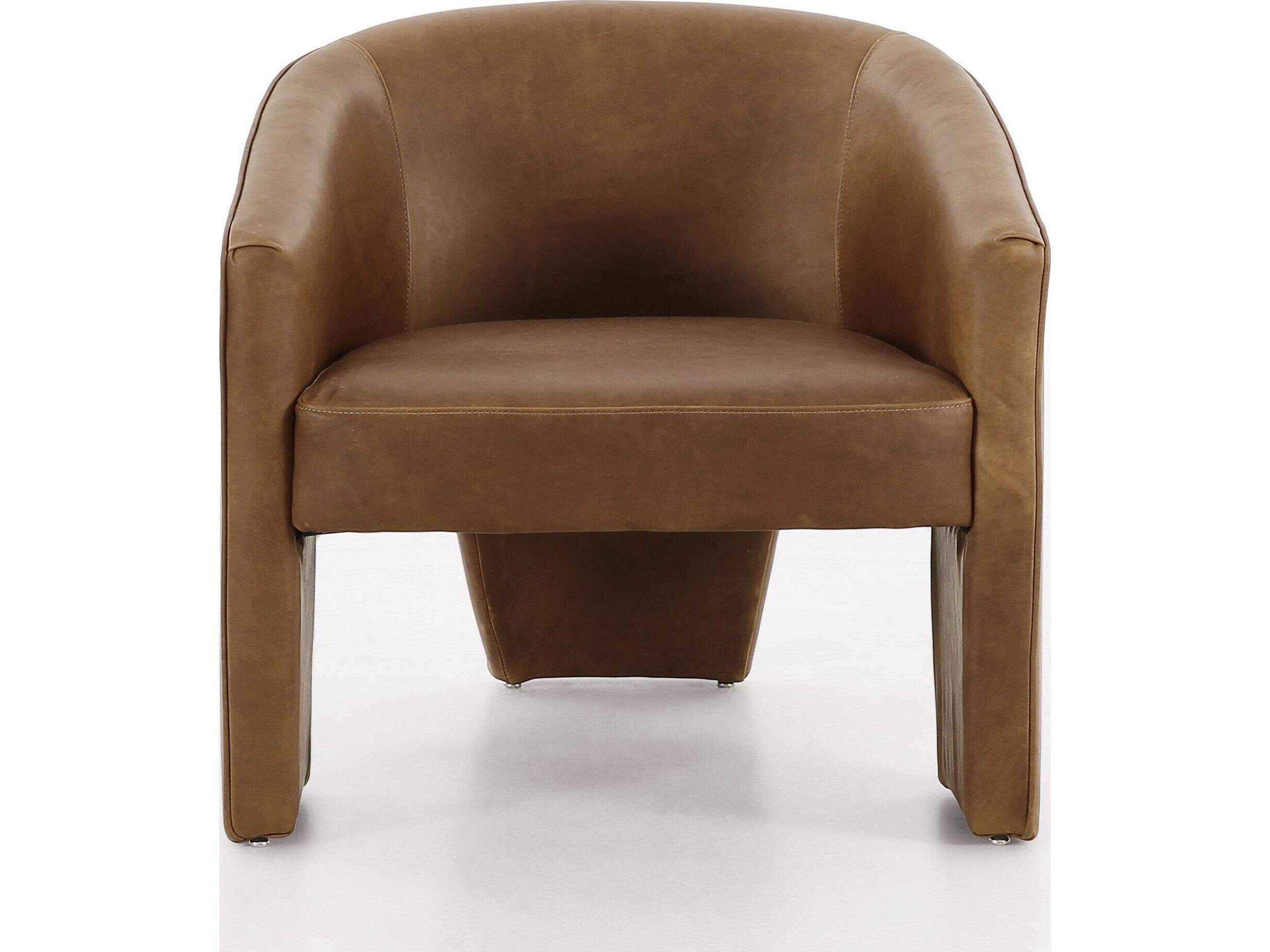 Four Hands Grayson Fae Brown Leather Accent Chair