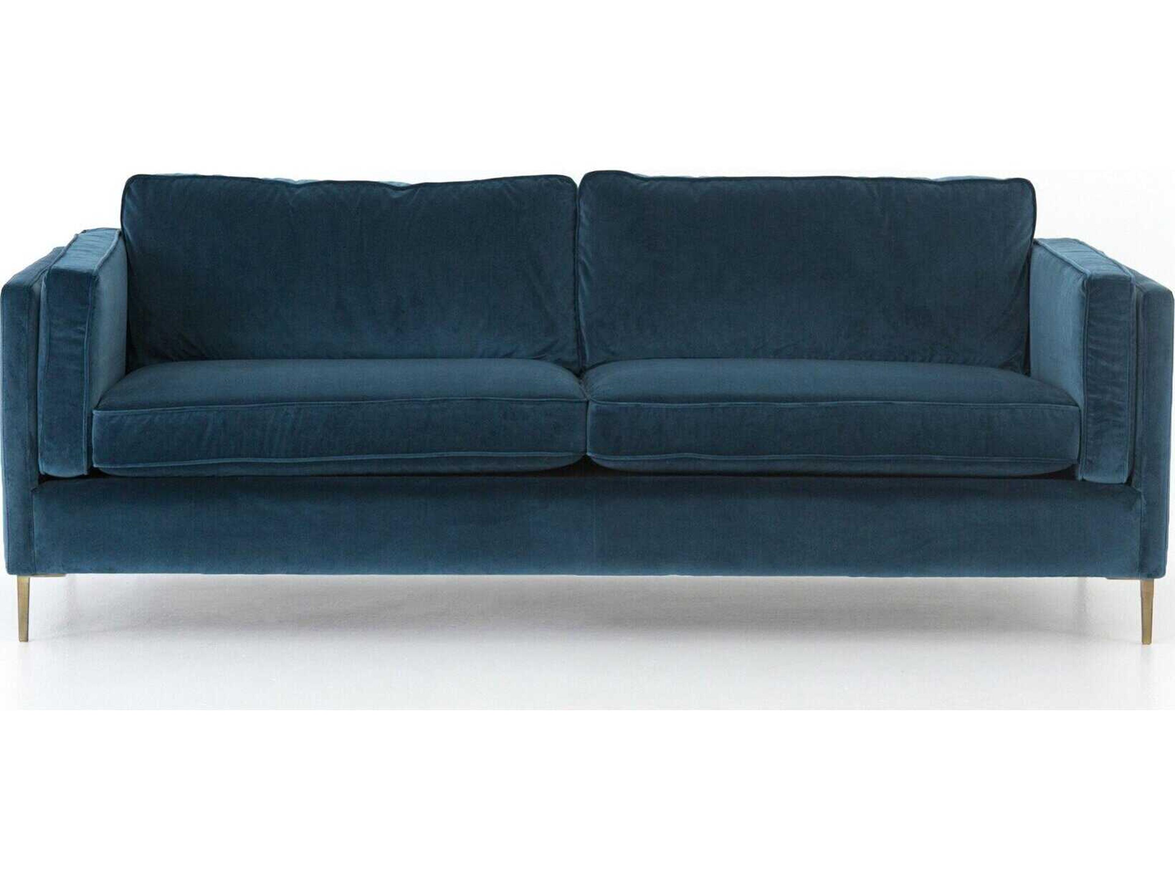 Four Hands Norwood Emery Sapphire Bay Antique Brass Blue Sofa