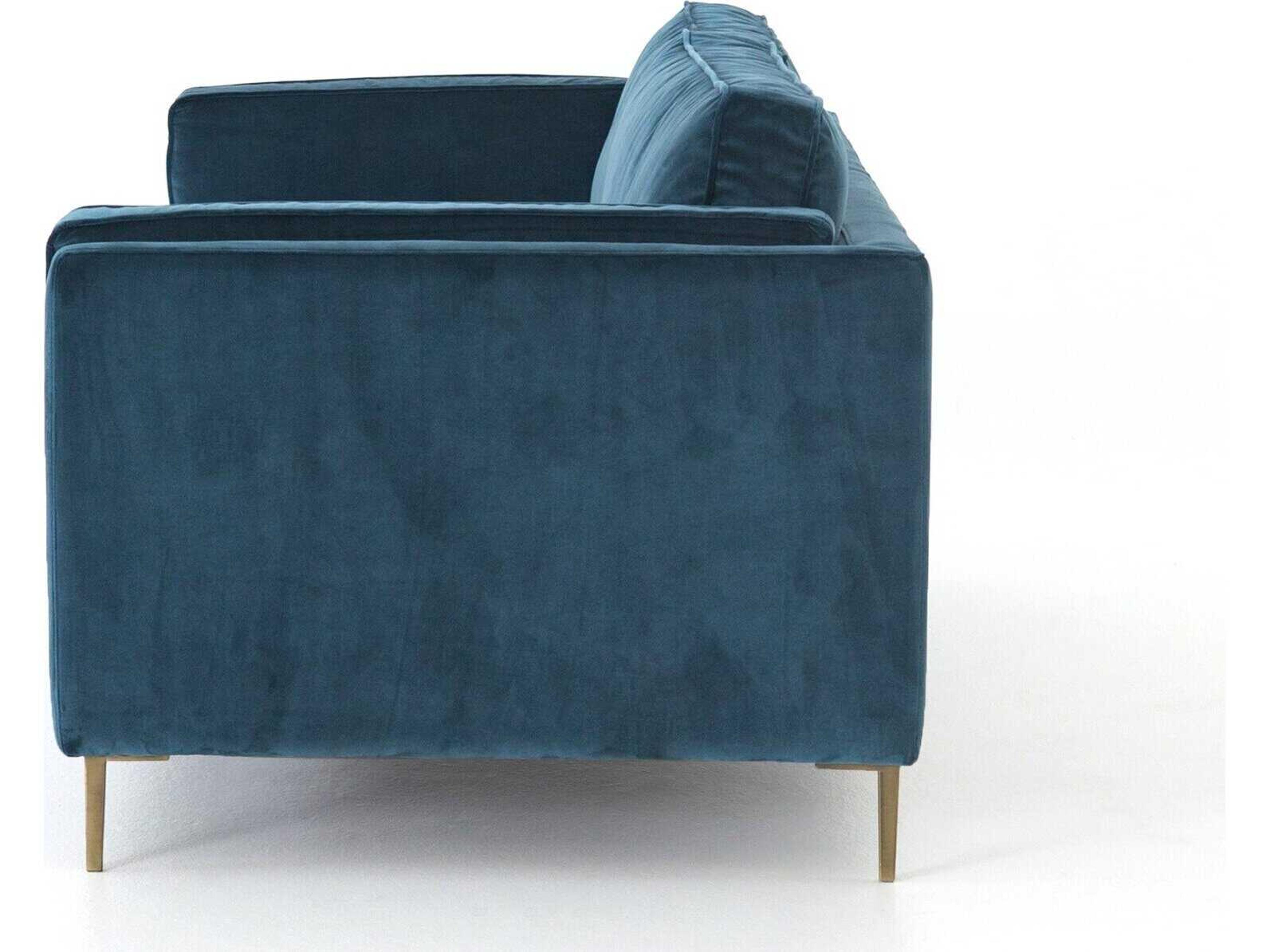 Four Hands Norwood Emery Sapphire Bay Antique Brass Blue Sofa