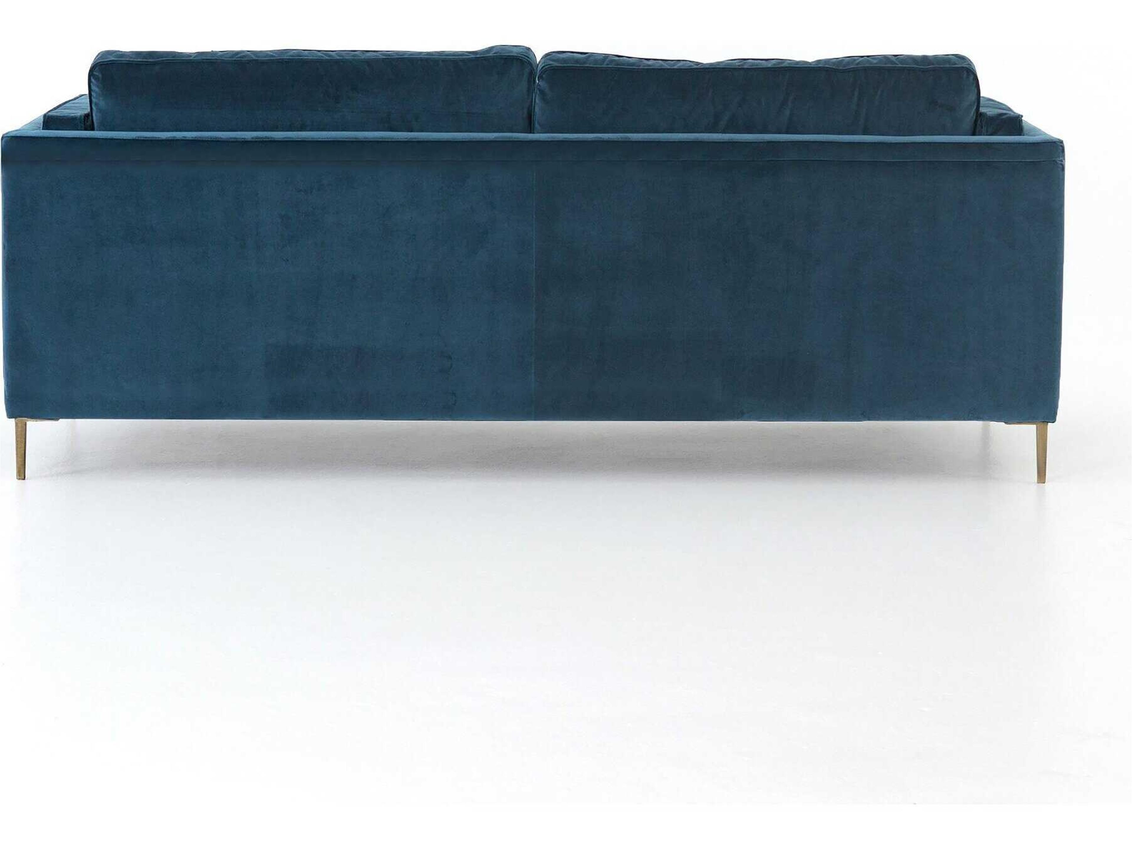 Four Hands Norwood Emery Sapphire Bay Antique Brass Blue Sofa