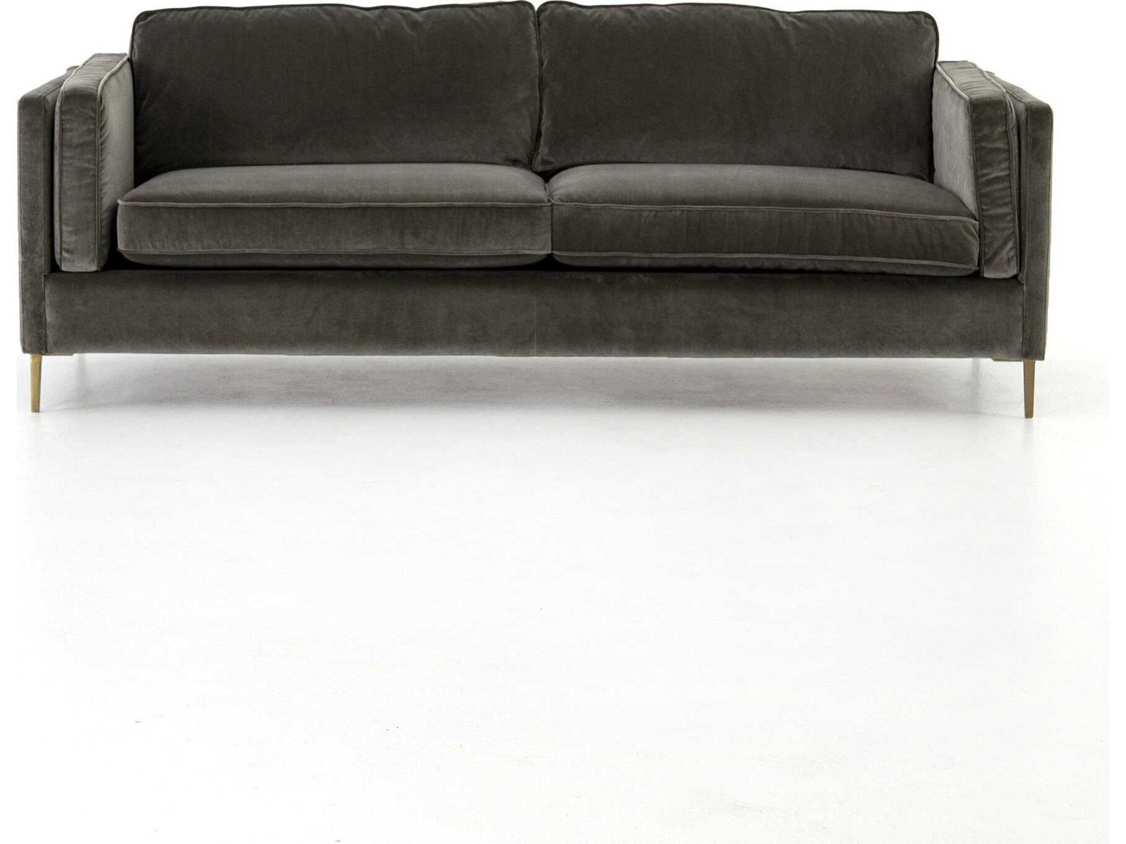 Four Hands Norwood Emery Sapphire Birch Antique Brass Gray Upholstered Sofa