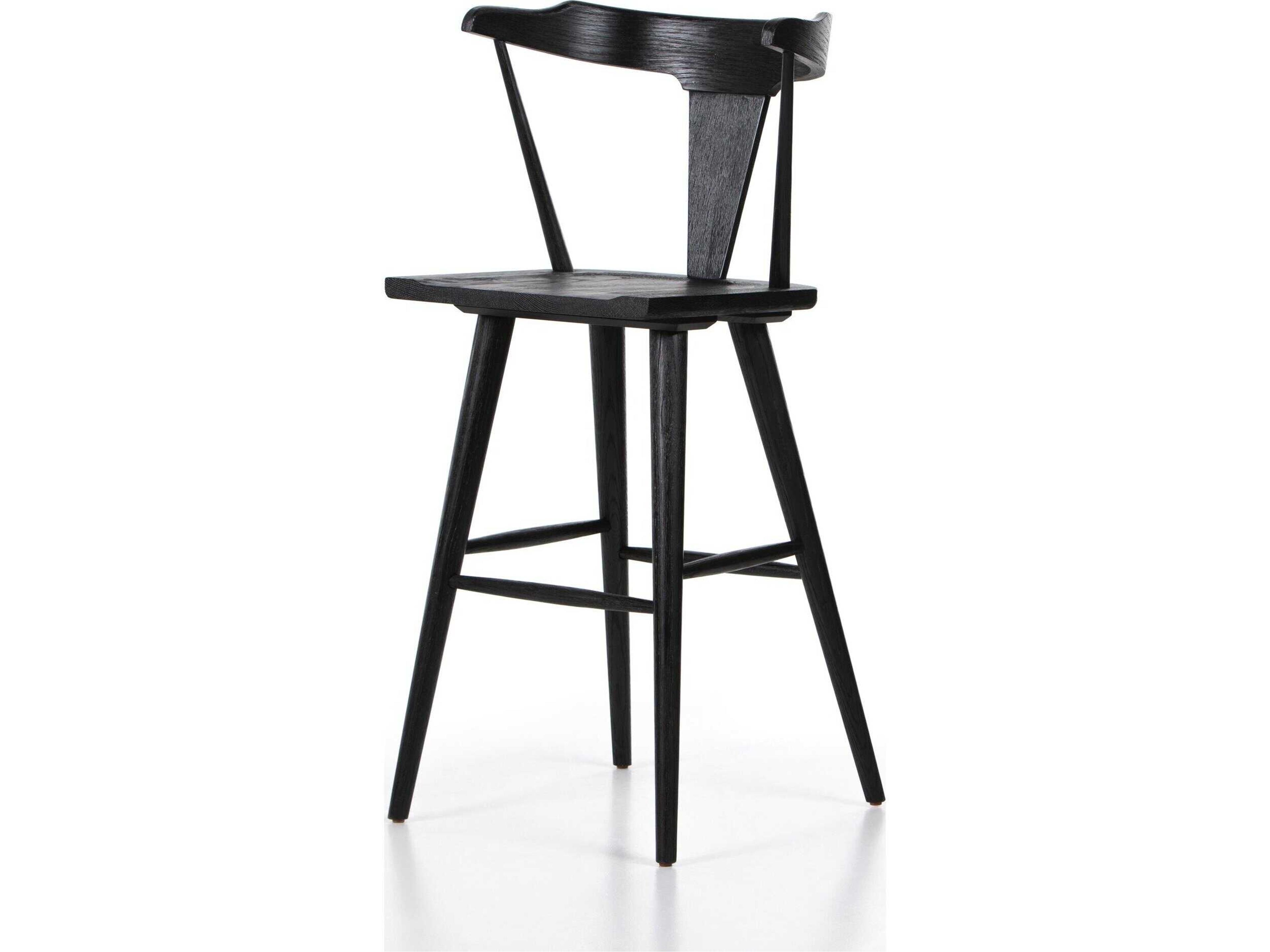 Garth Ripley Bar Stool Black Oak  Wood Bar Stool