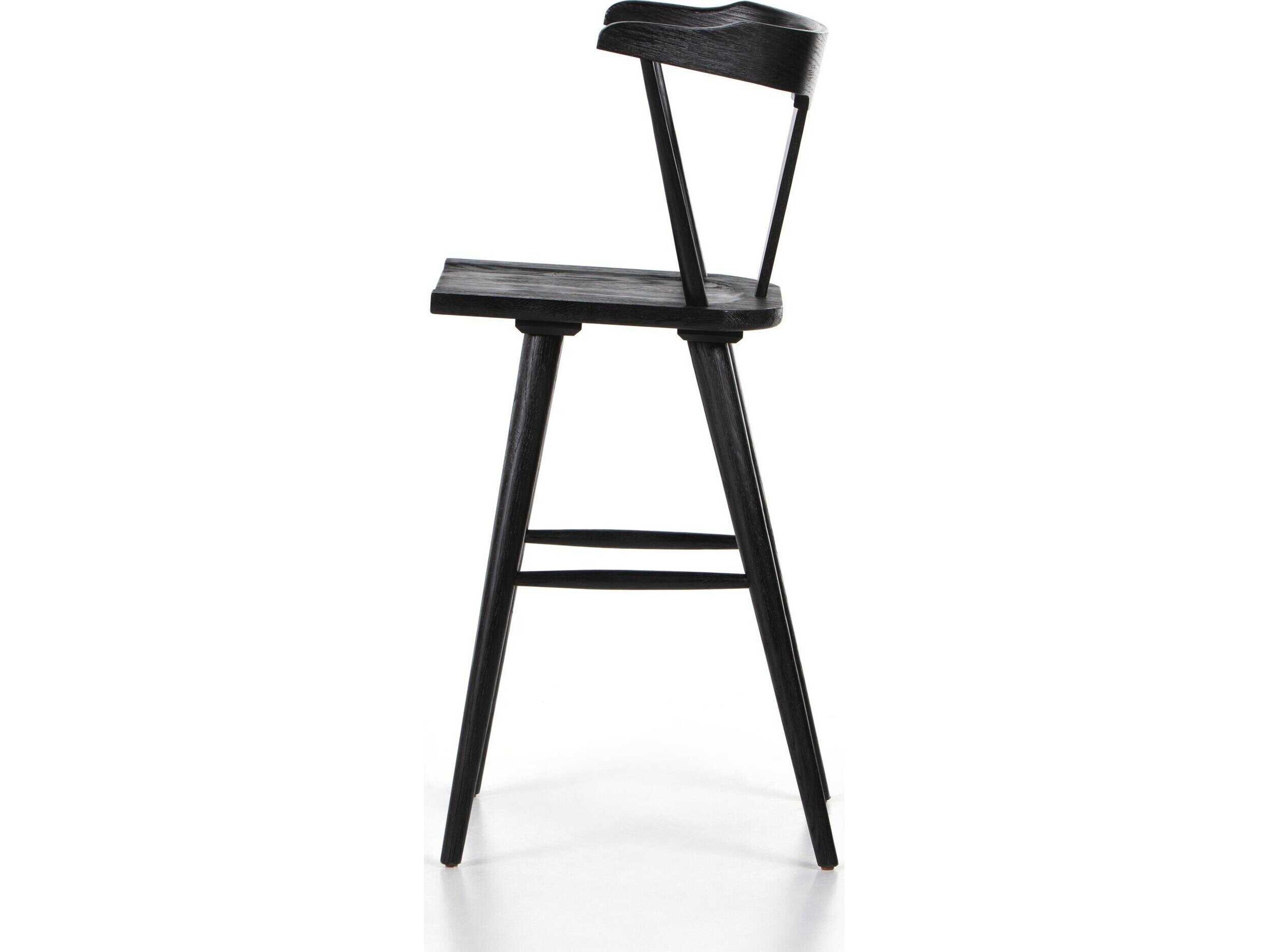 Four Hands Garth Ripley Bar Stool Black Oak  Wood Bar Stool